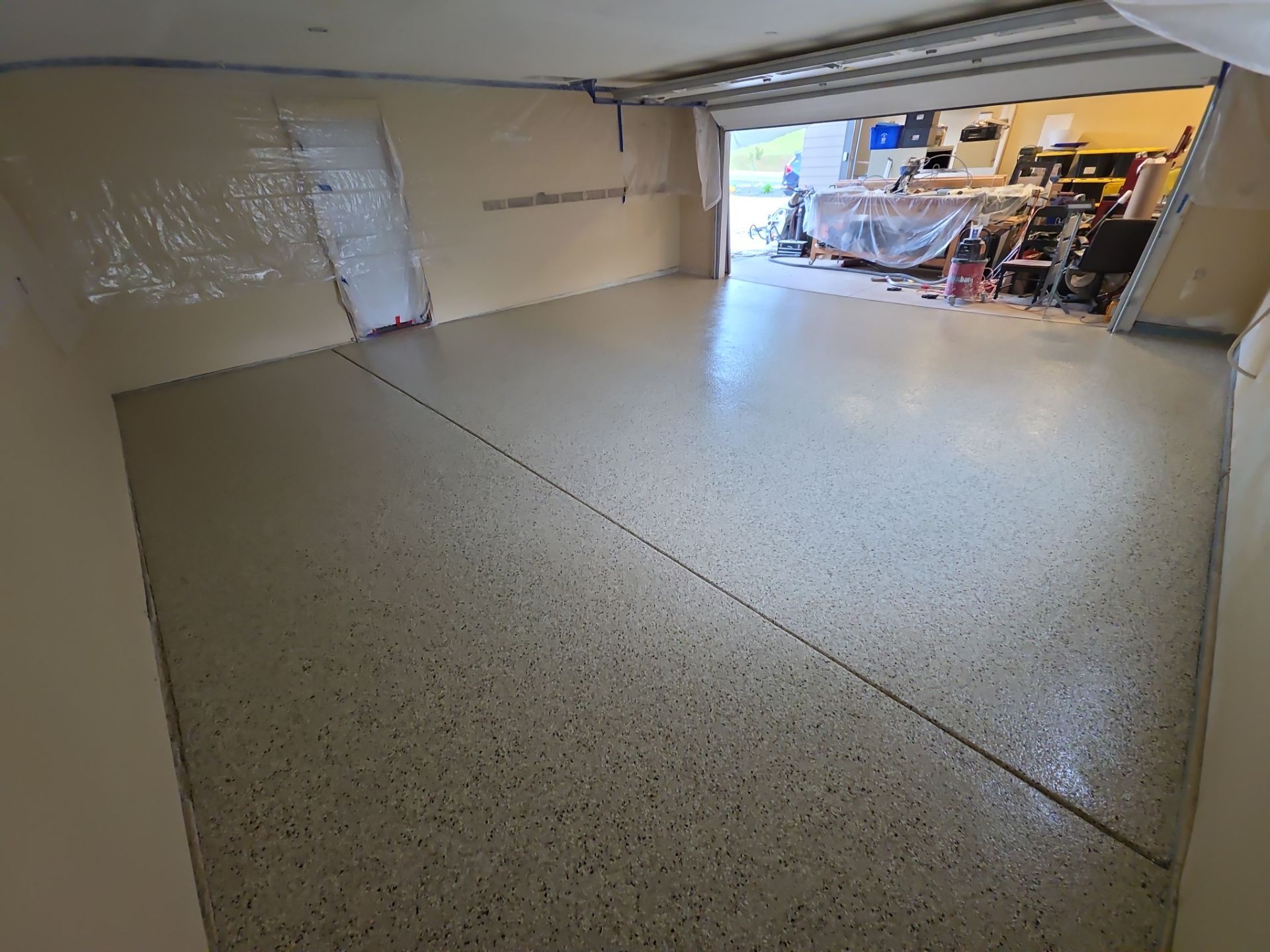 Garage Transformation using Driftwood by Croc Coatings, LLC