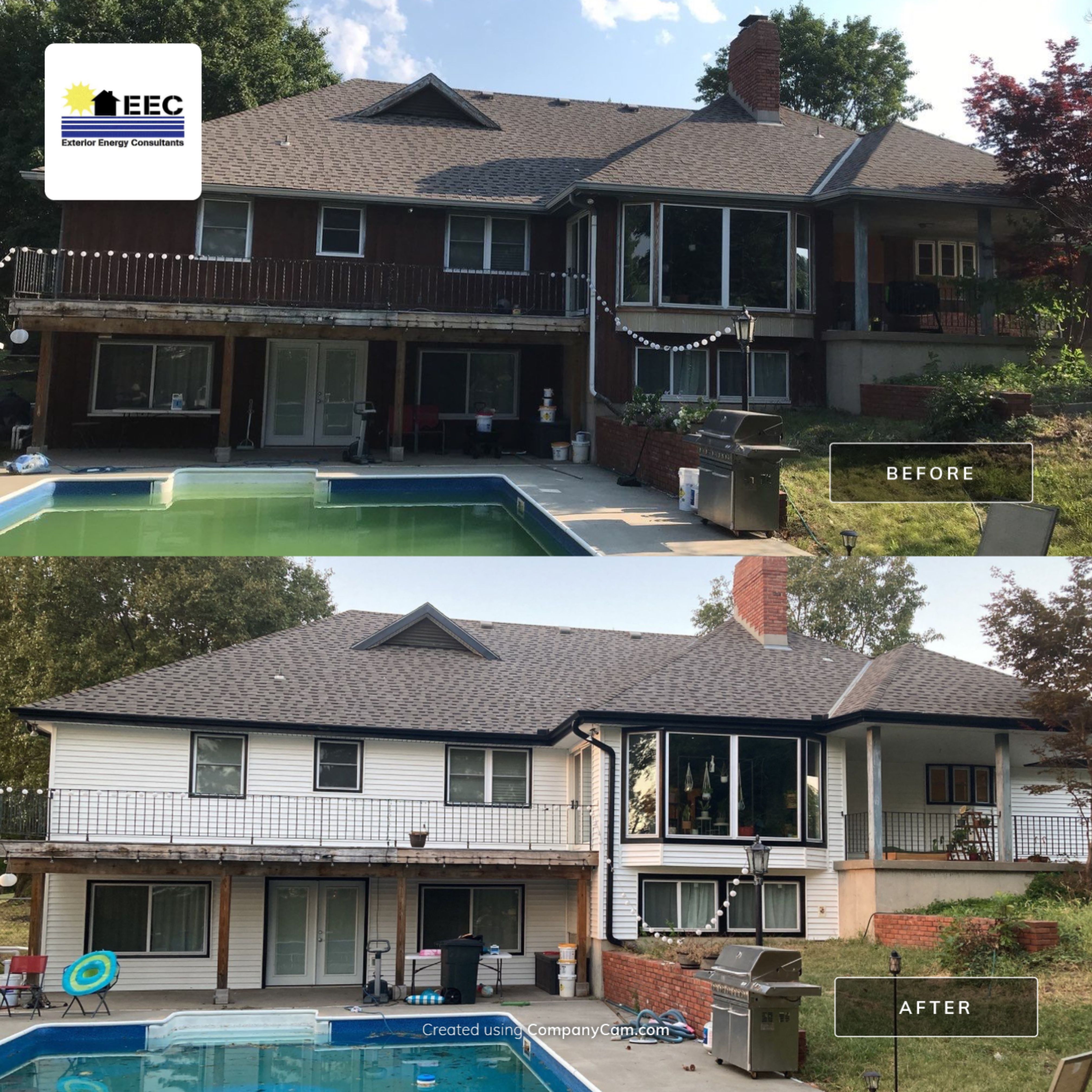 New white siding with Black trim by EEC  Windows, Siding & Roofing 