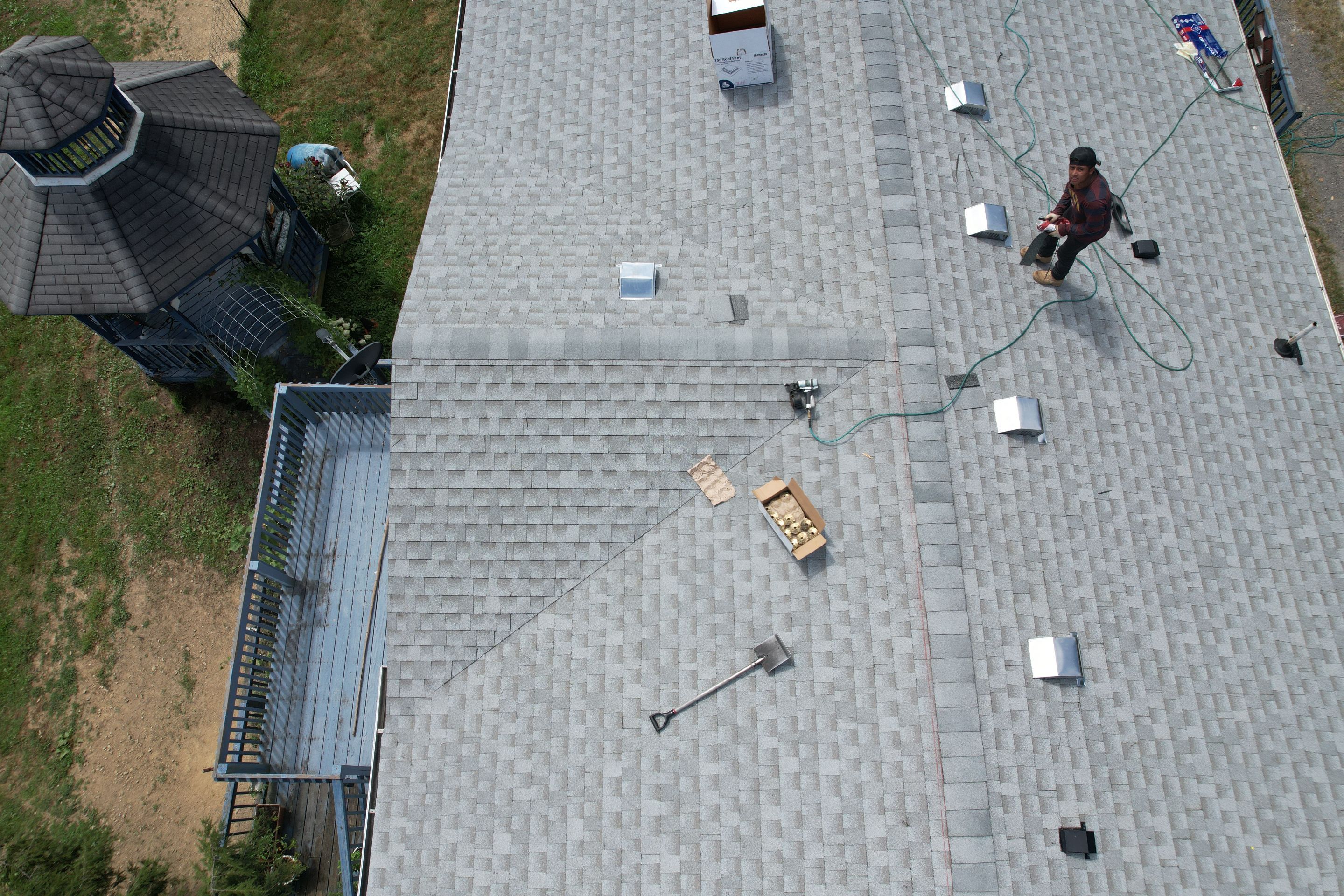 Residential Roofing Installation using GAF Timberline HDZ Fox Hollow Grey by Rainstoppers Roofing