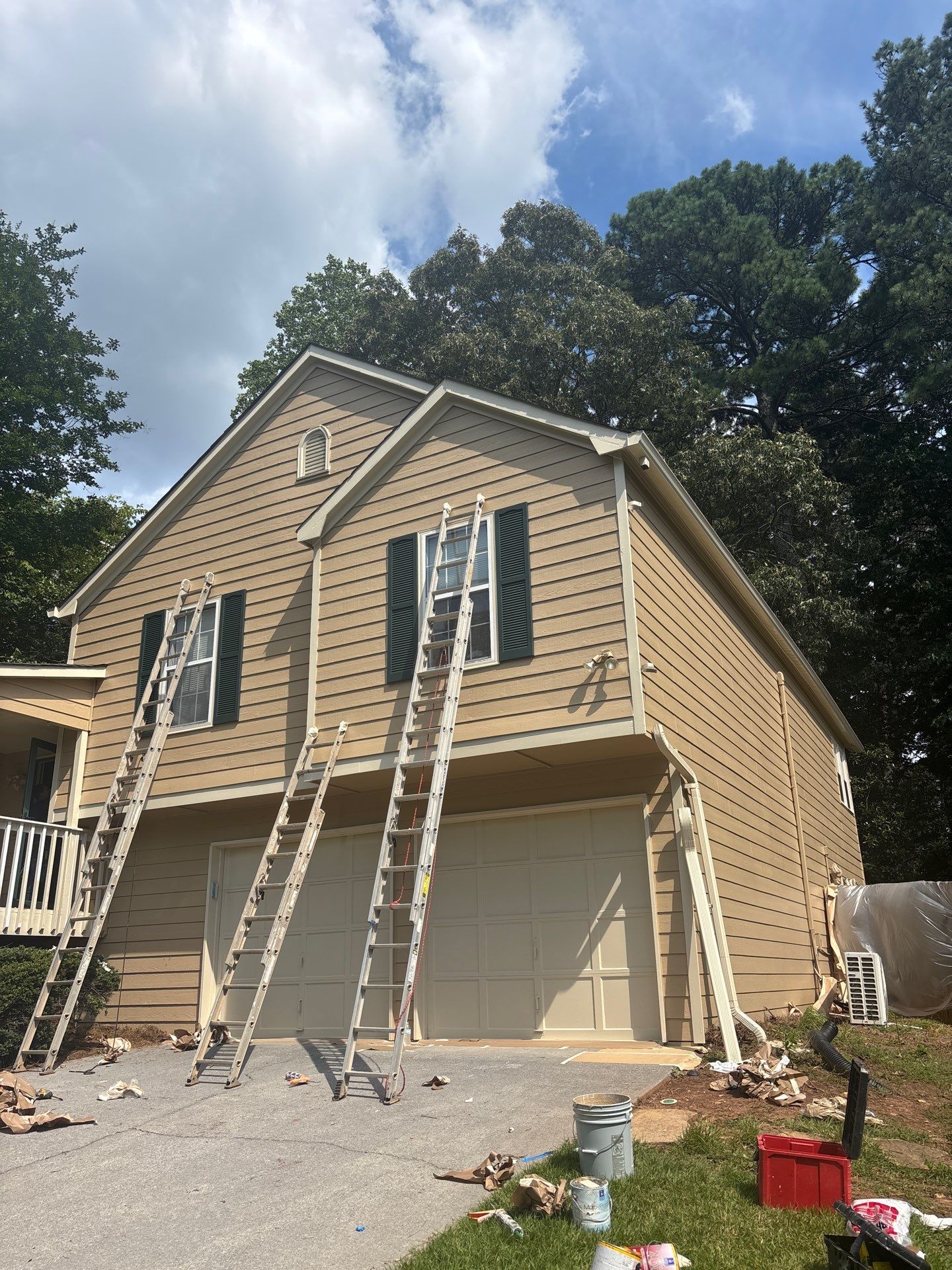 Rotted Wood Replacement, Deck Stain, and Exterior Paint Project in Kennesaw, GA by Nelson Exteriors 