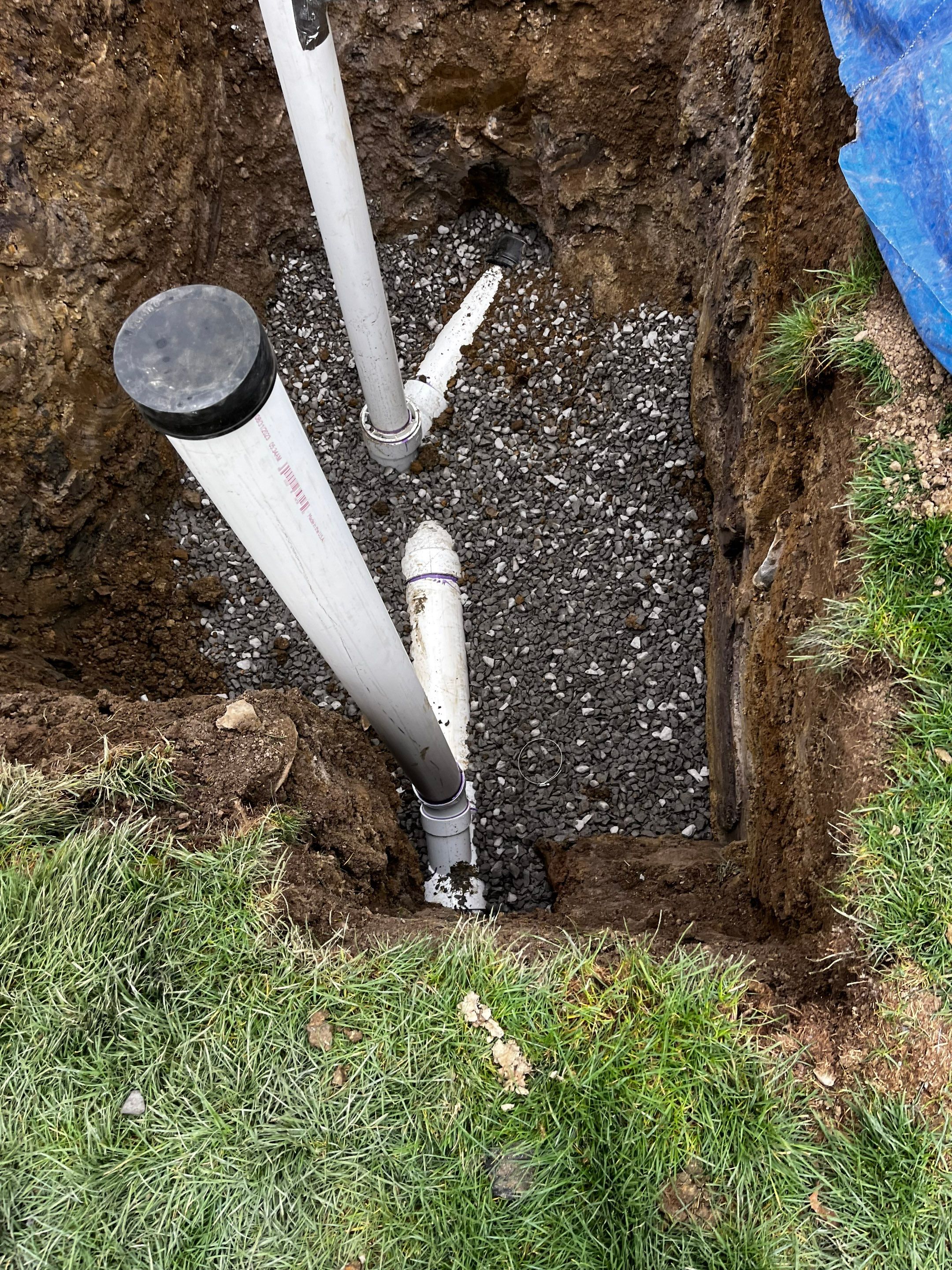Sewer Replacement using PVC pipe by Sureway Comfort John Wilcox Plumbing Heating Cooling