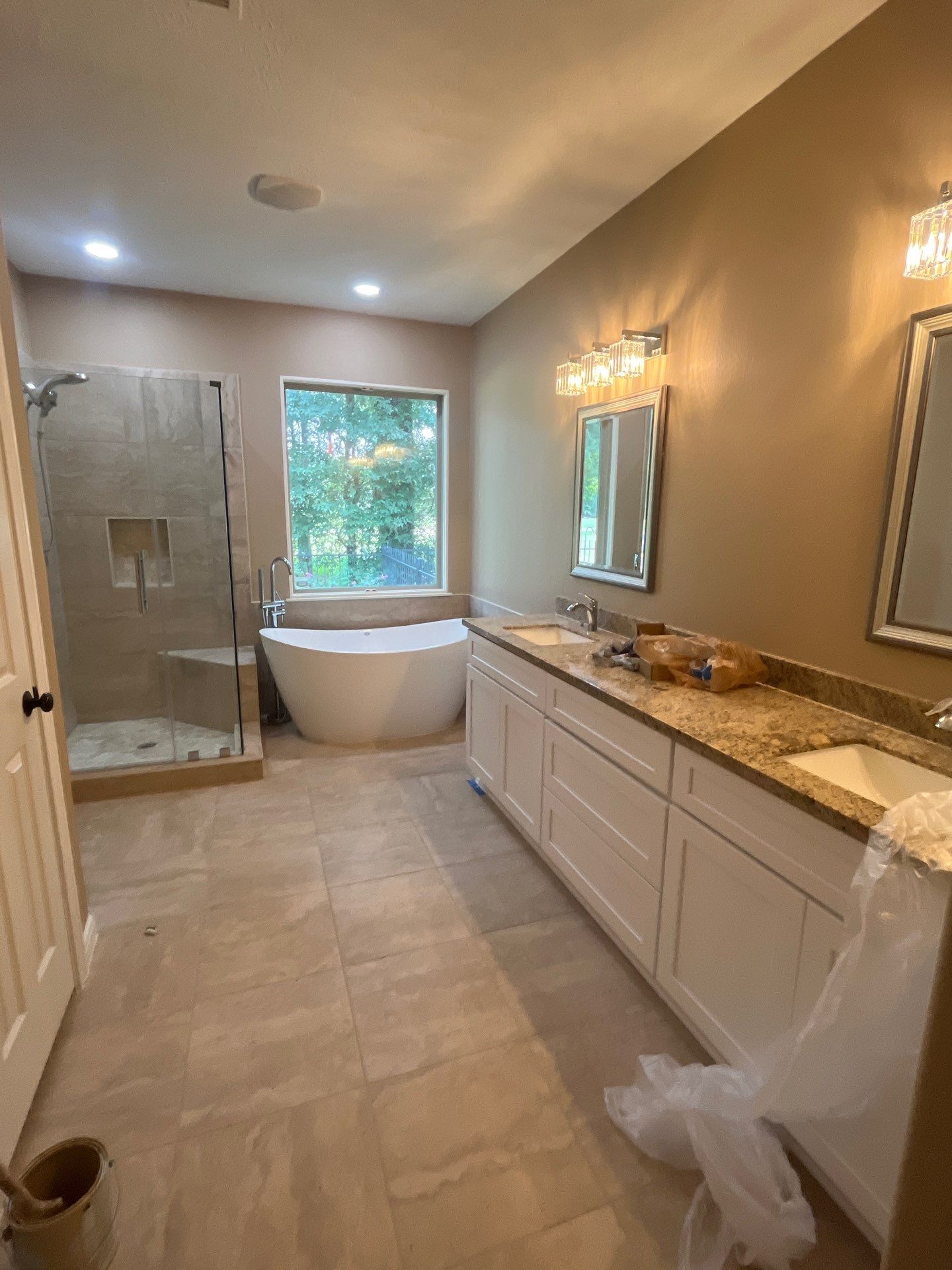 Bathroom Remodel using Water mitigation equipment by L&T General Contractors and Restoration INC