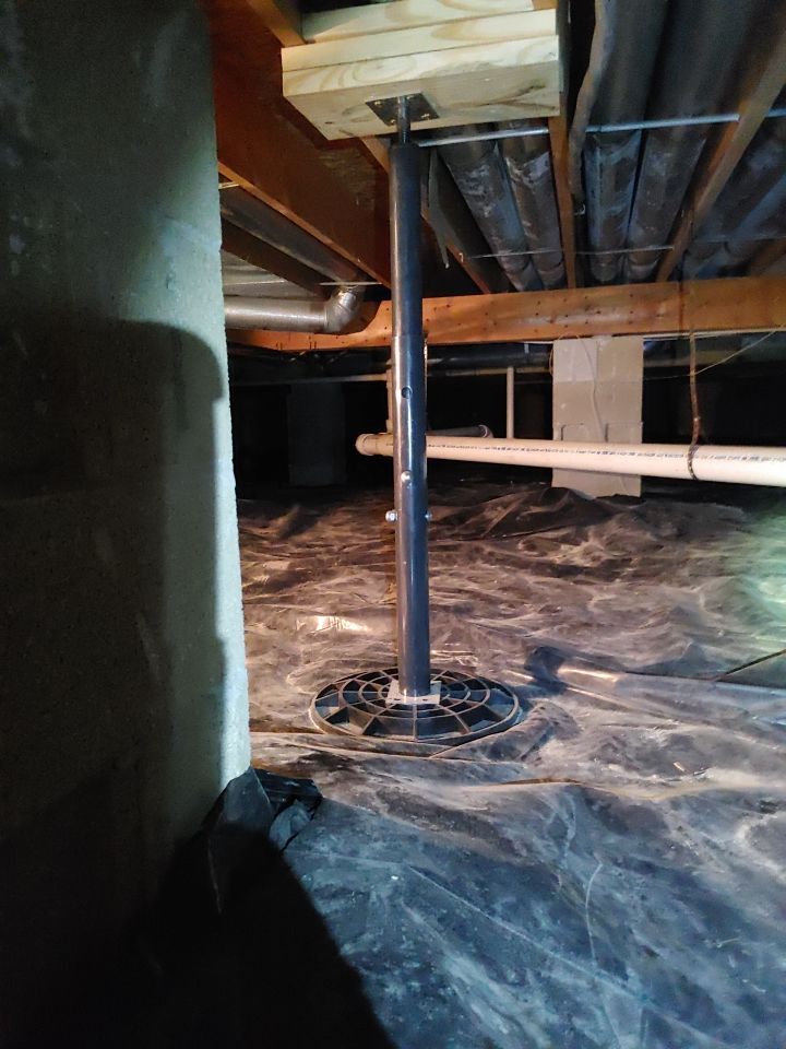 Crawl space encapsulation and Waterproofing using Structural Wood and Steel Reinforcements by Toledo Basement Repair 