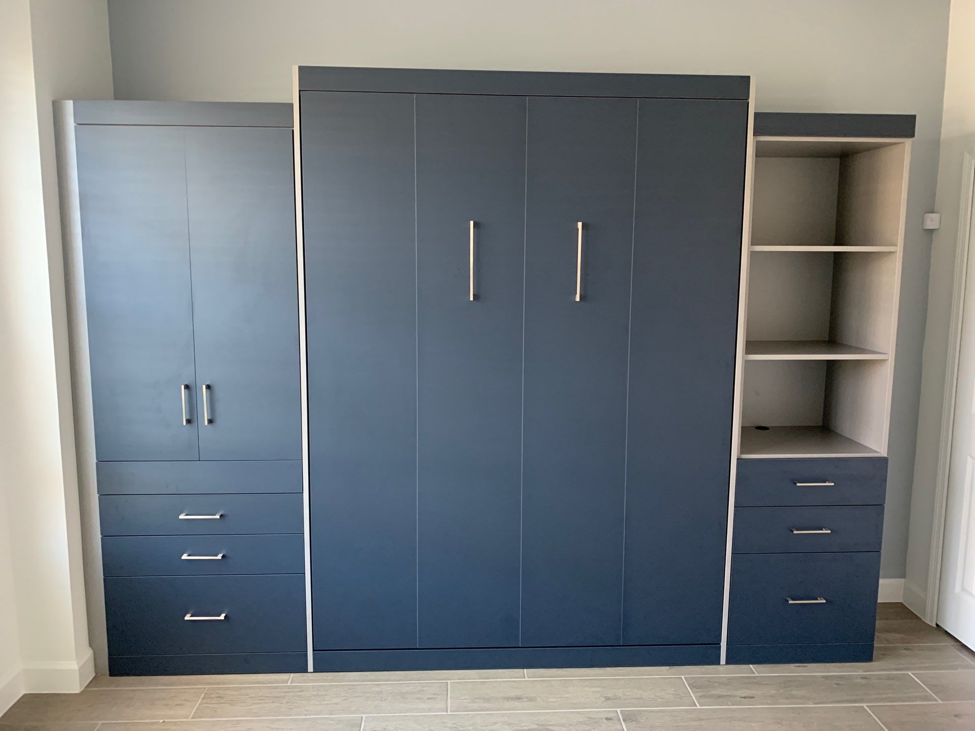 Mysterious Blue & Willow Queen Panel Bed Wall System by More Space Place