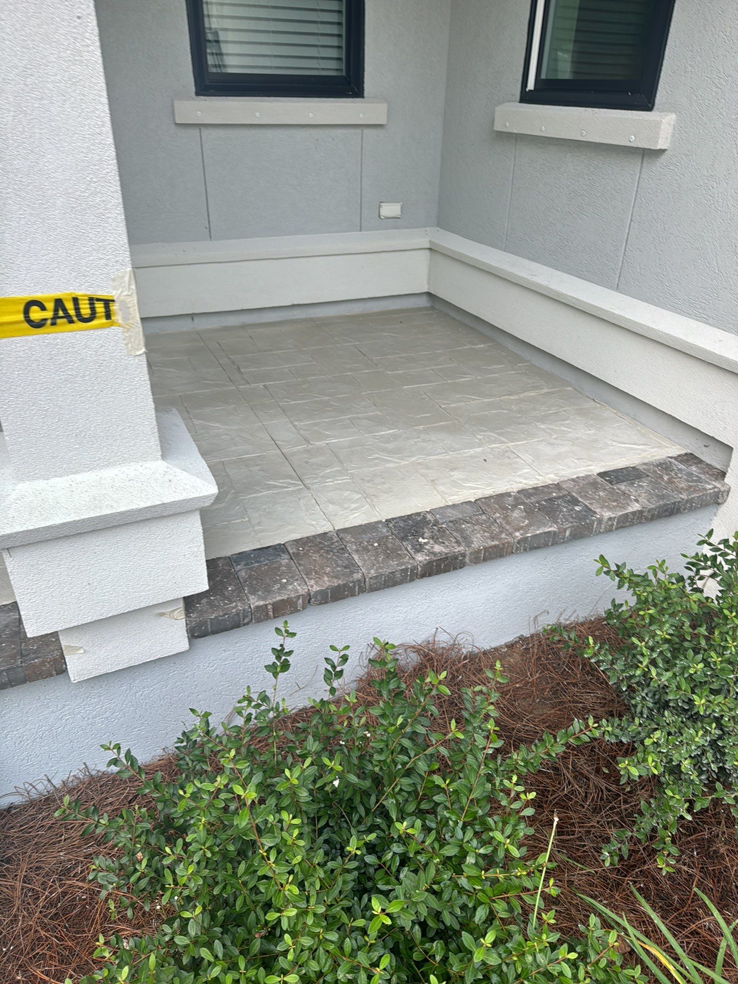Stamped Concrete Patio and Circular Paver Installation in Hilton Head Island by Lowcountry Scapes, LLC