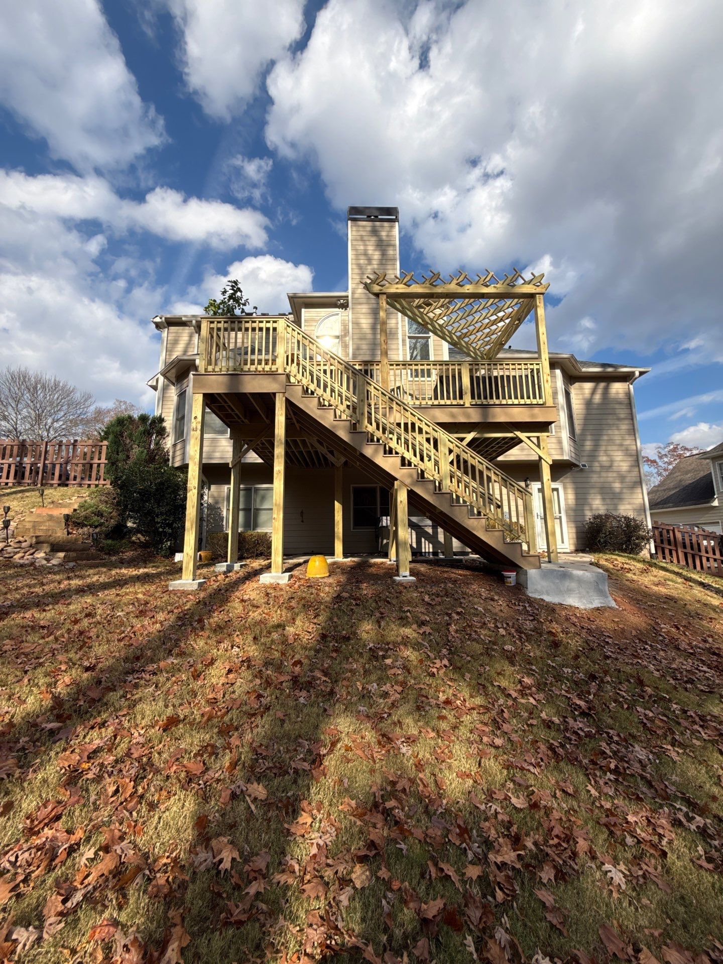 Multi-Level Deck Replacement With Custom Pergola In Woodstock by Swift Home Renovations 
