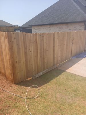Cedar Fence using Metal Poles