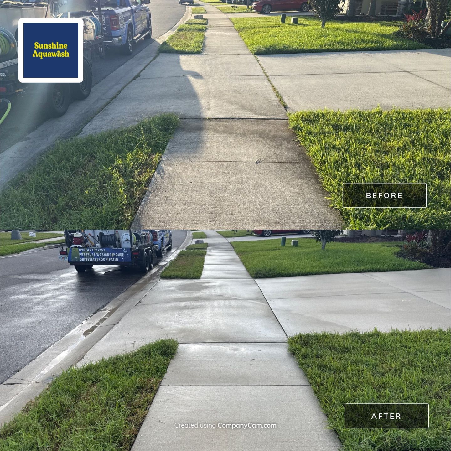 Concrete Driveway Cleaning Trevesta Palmetto FL by Sunshine AquaWash