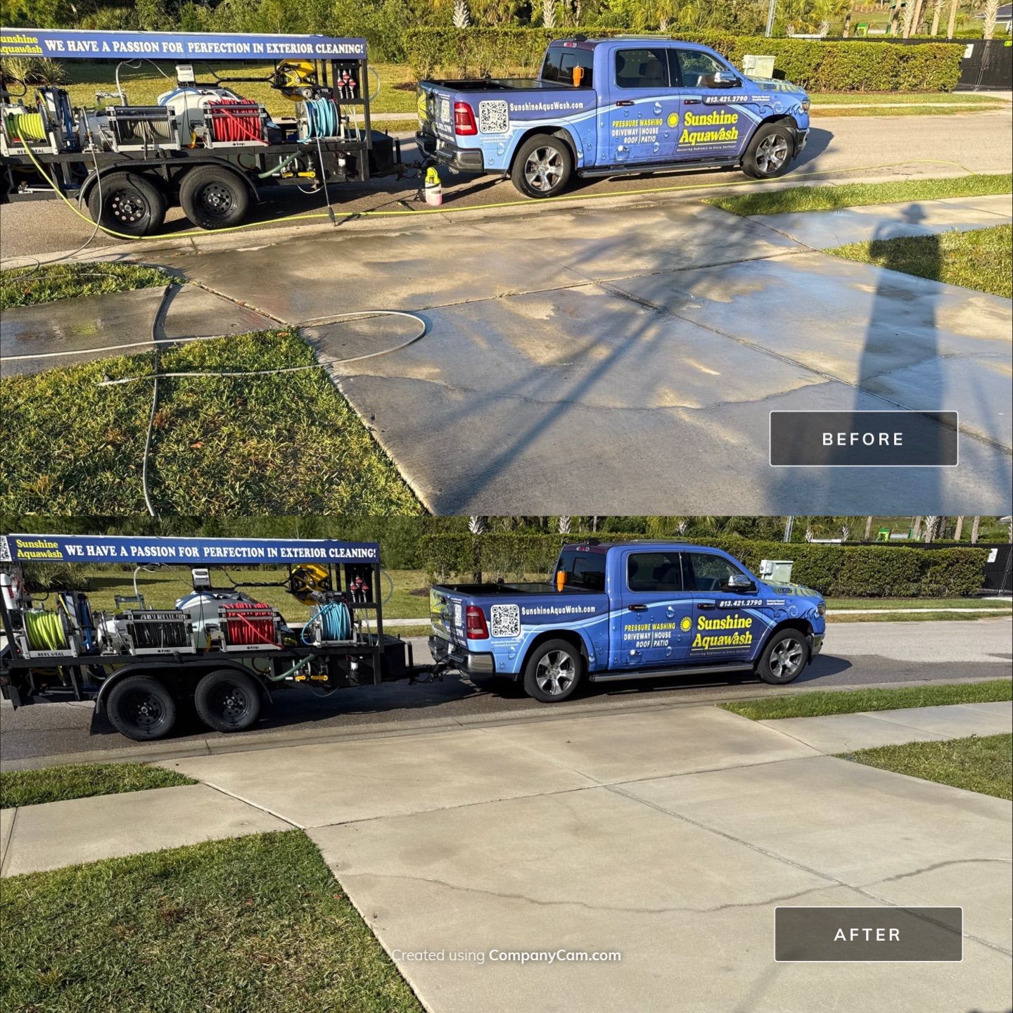 Oil Stain Removal & Concrete Cleaning – The Heights Community, Bradenton, FL by Sunshine AquaWash
