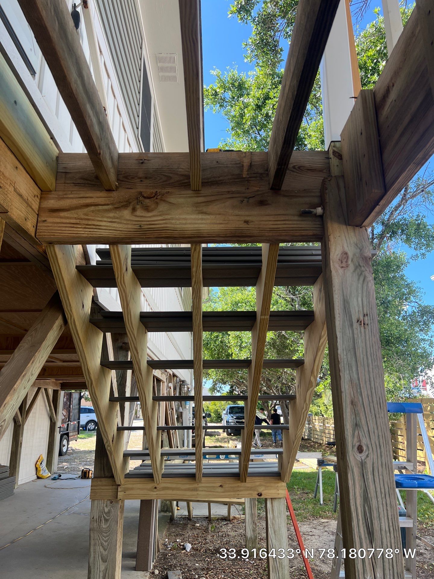 Framing Steps using Trex Enhance Grooved 1" X 12' Rocky Harbor by RGR Construction and Roofing, LLC