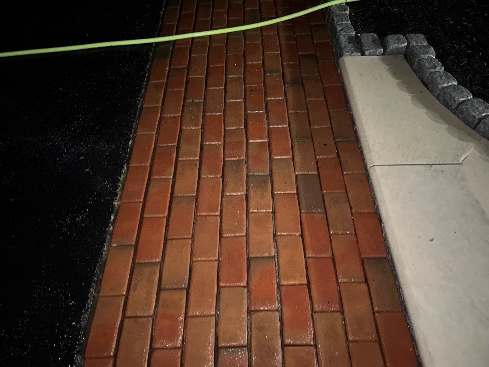 Brick paver clean, sand and seal.  using Algaecide, soft wash soap by Northern Power Washing LLC.