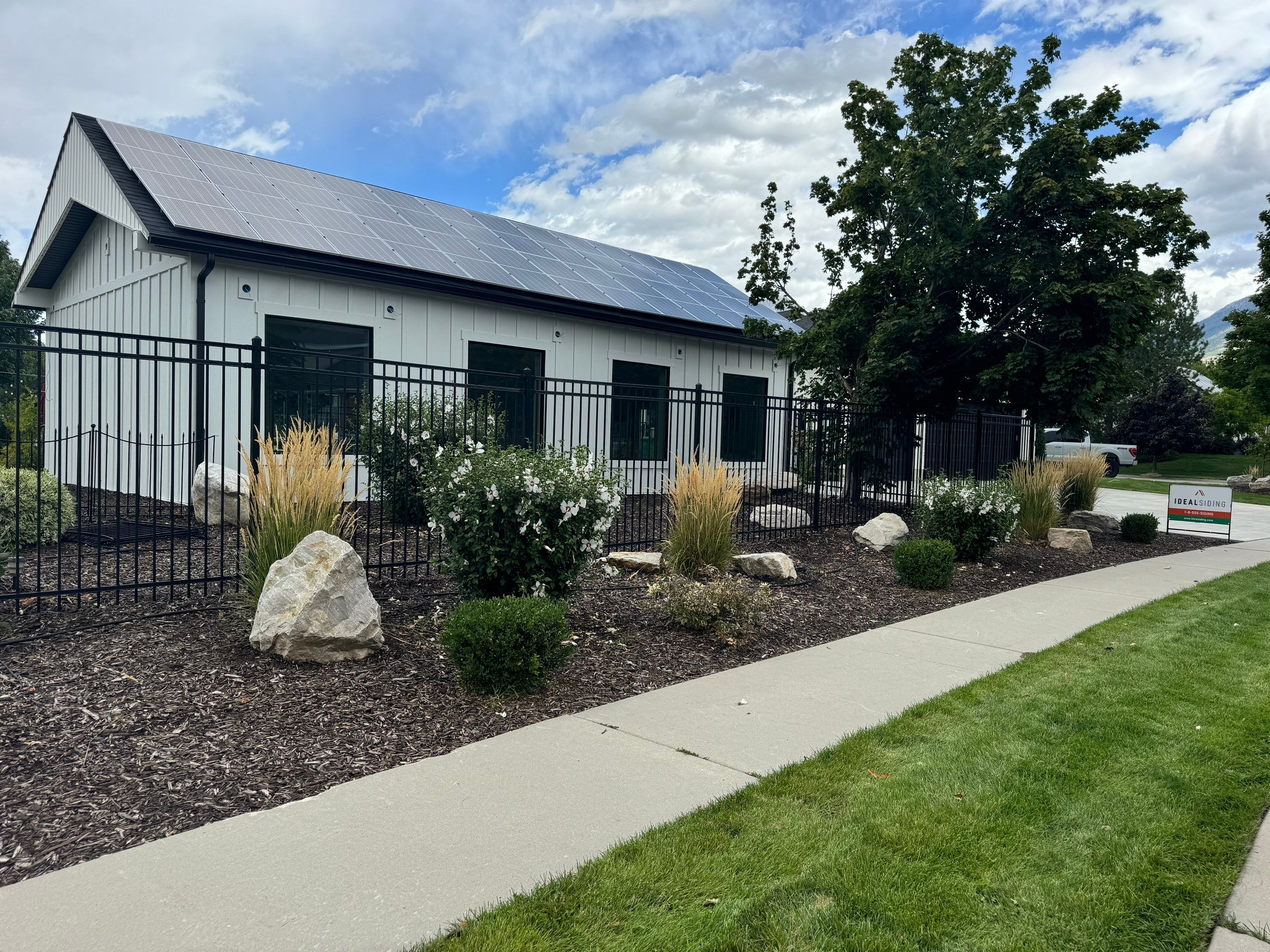 Highland | Modern Farmhouse Board & Batten | Arctic White & Black by Ideal Siding Utah