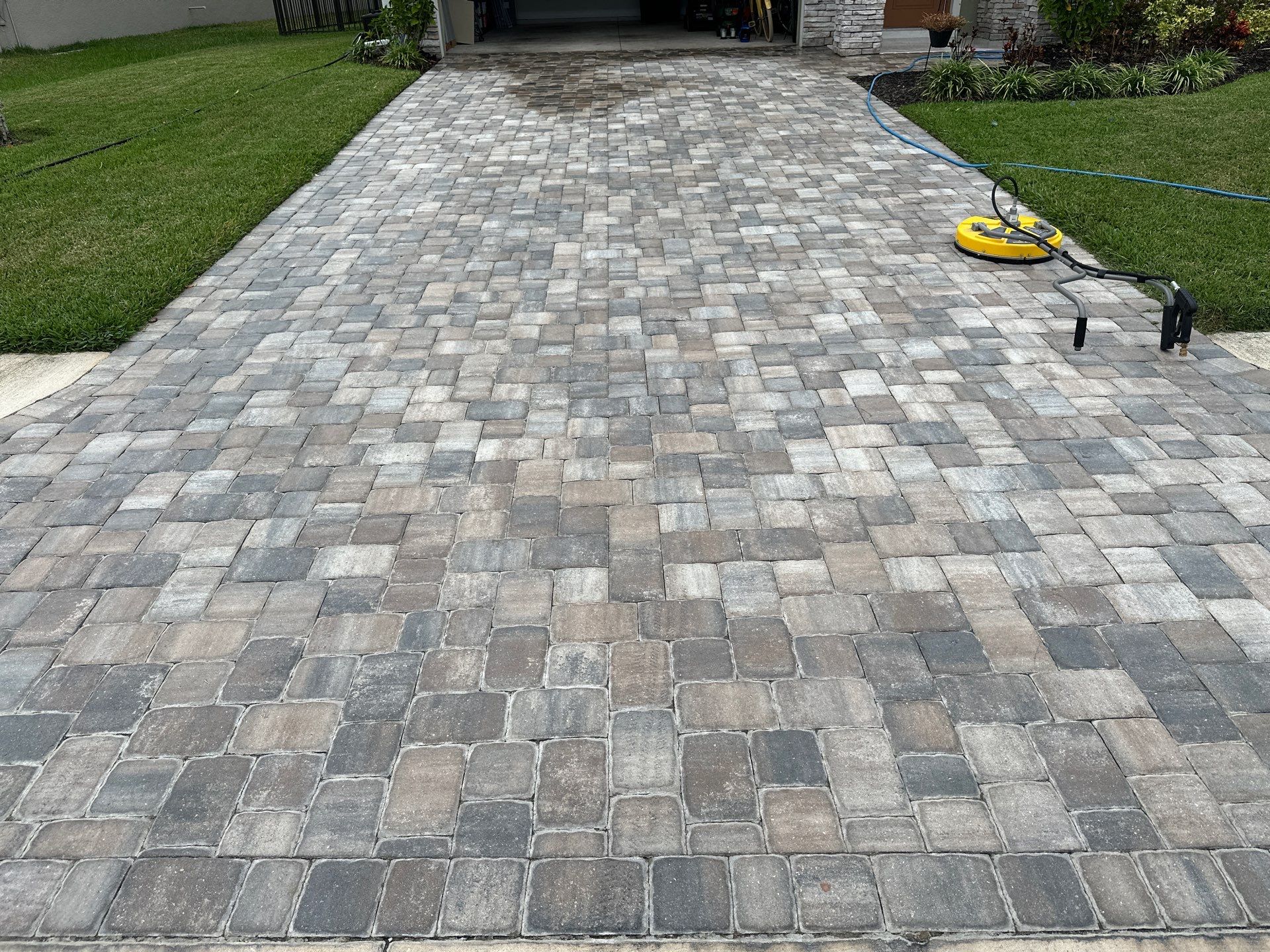 House Wash, Paver Driveway & Sidewalk Cleaning + Sanding & Sealing in Trevesta Community, Palmetto, FL by Sunshine AquaWash