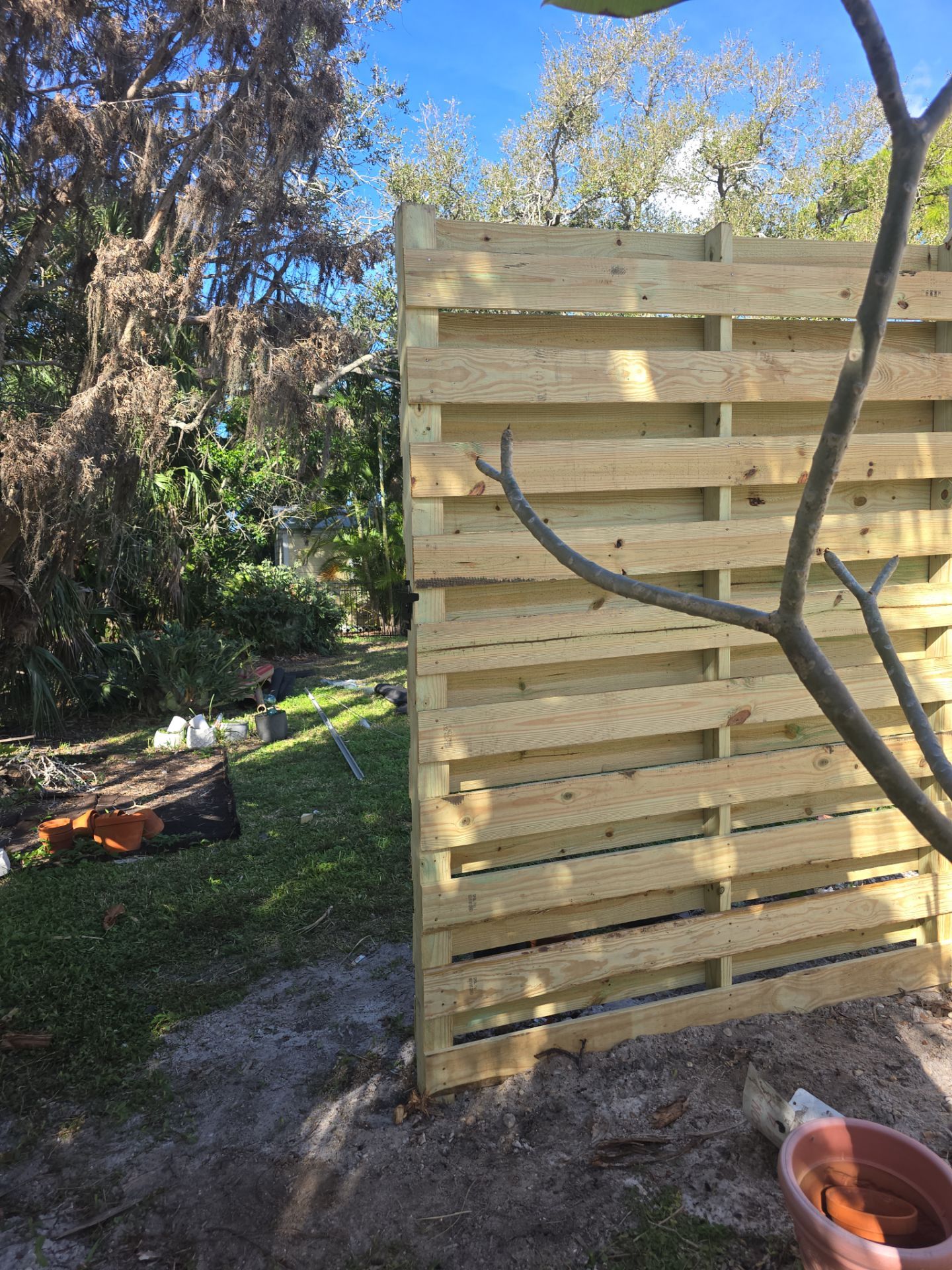 8'H Stained Shadowbox Wood in Nokomis by True Fence LLC