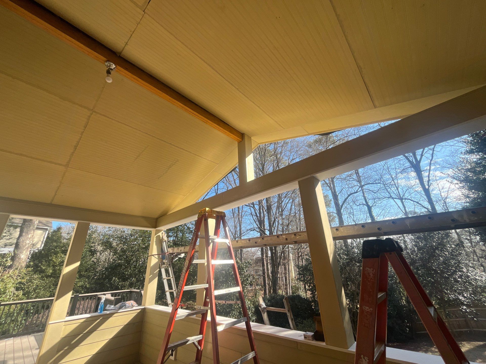 Deck Resurface and Screened-In Porch Build with Timbertech LED Lantern Post Cap Lights by Nelson Exteriors