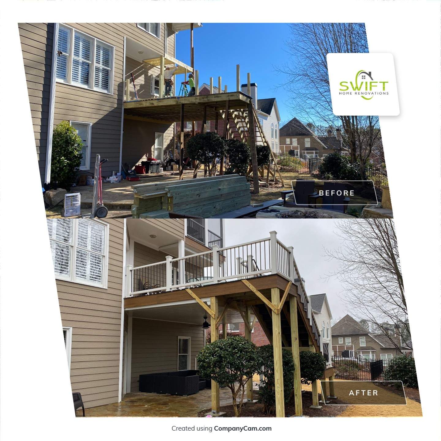Elevated Composite Deck and Screened Porch Build in Roswell by Swift Home Renovations