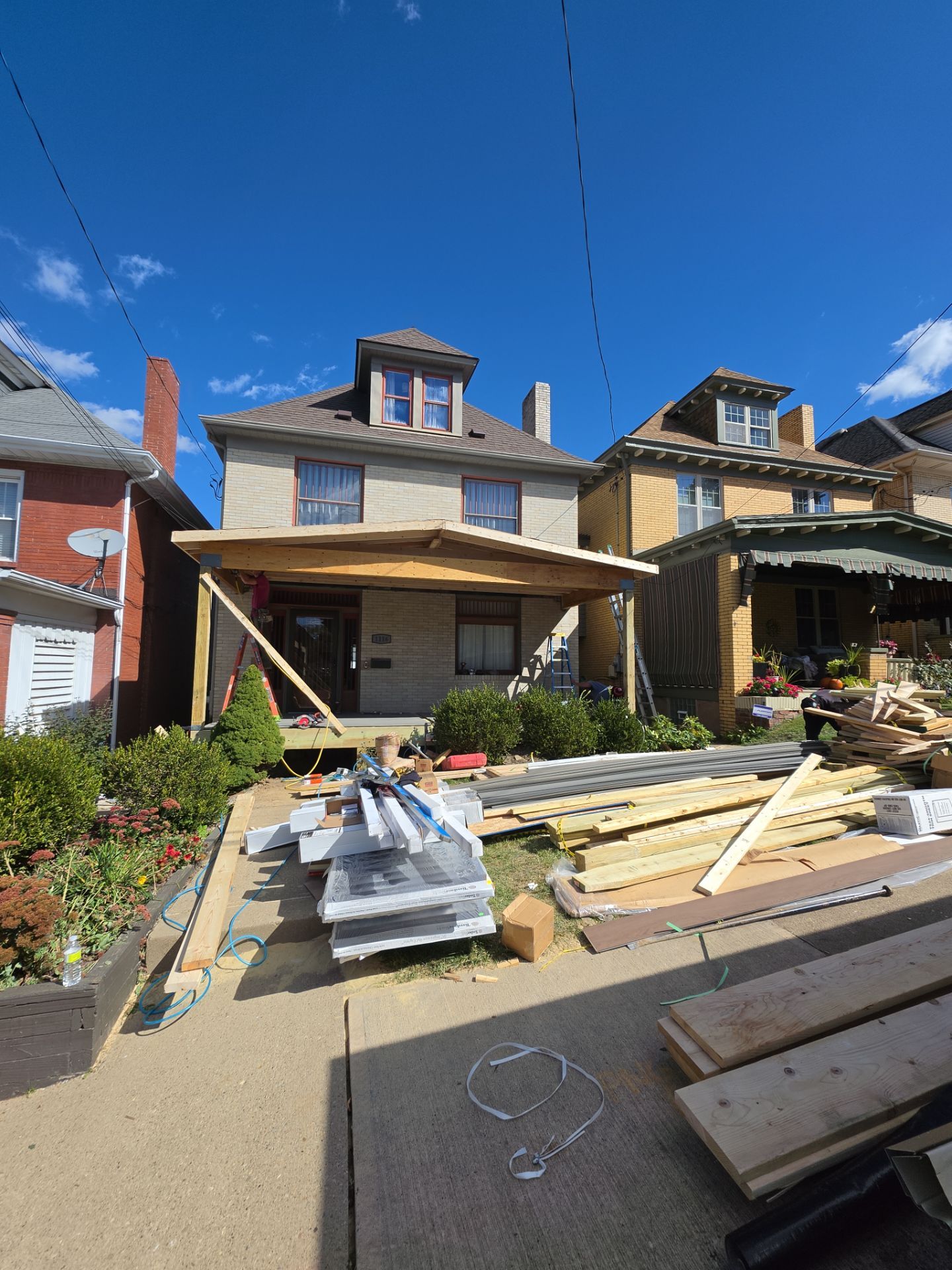 Custom Covered Front Porch Deck Build in Pittsburgh by Cousins Roofing Siding & Decks