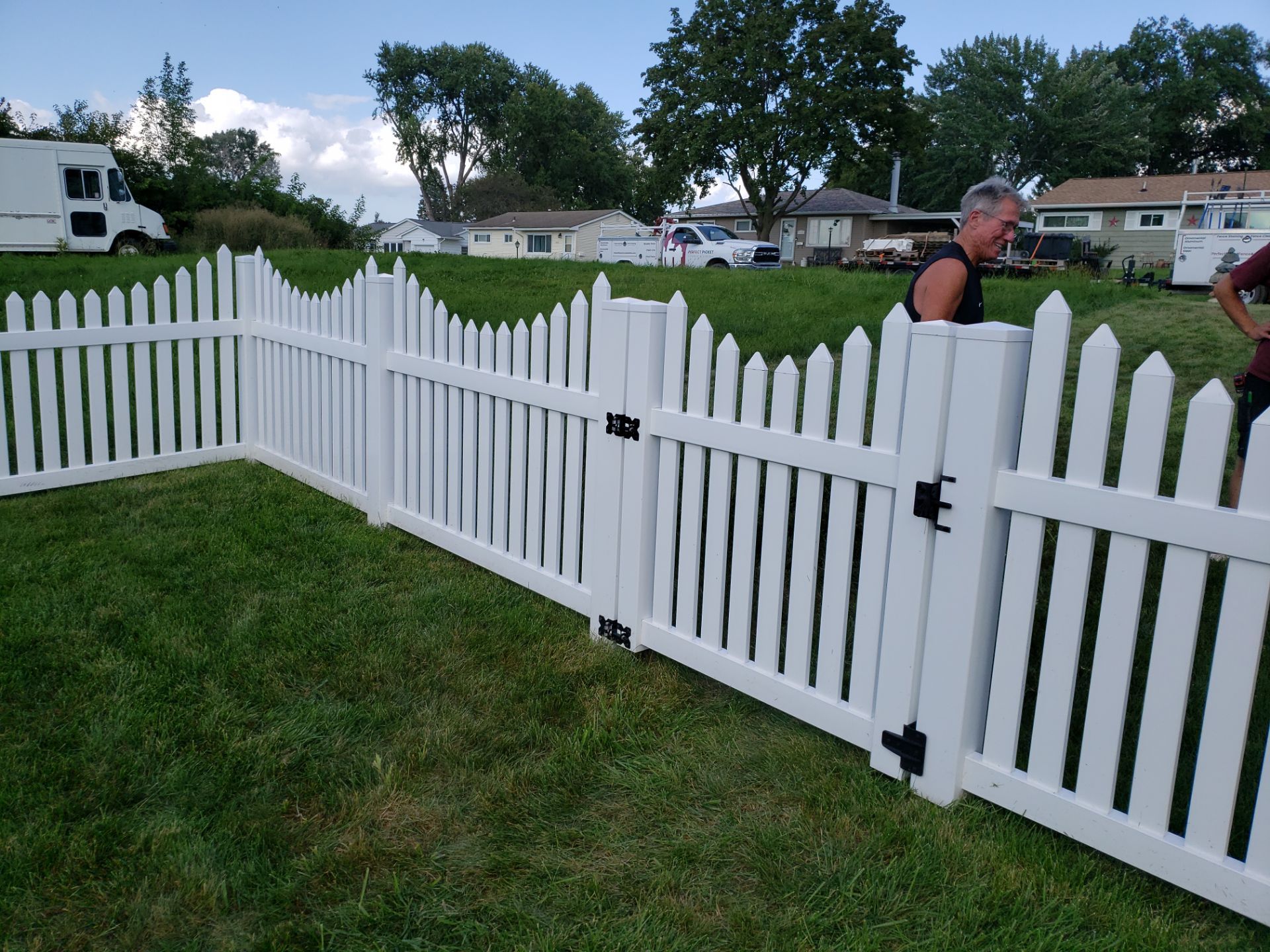 White Vinyl Spaced Picket Fence Installation in Waterloo by Perfect Picket Fence and Stain