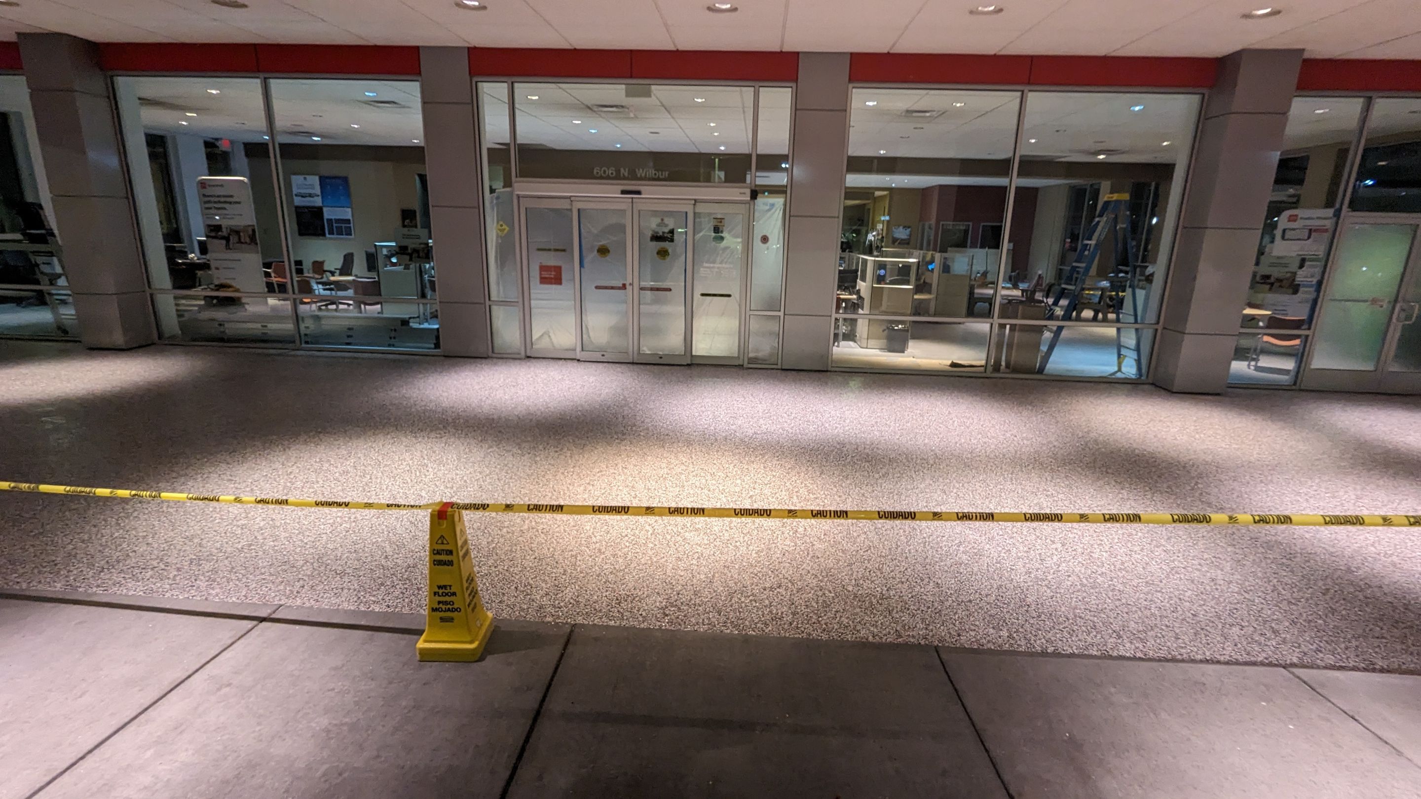Commercial Floor Transformation using Domino w/ 5% Cherry Bomb Red  by Croc Coatings, LLC