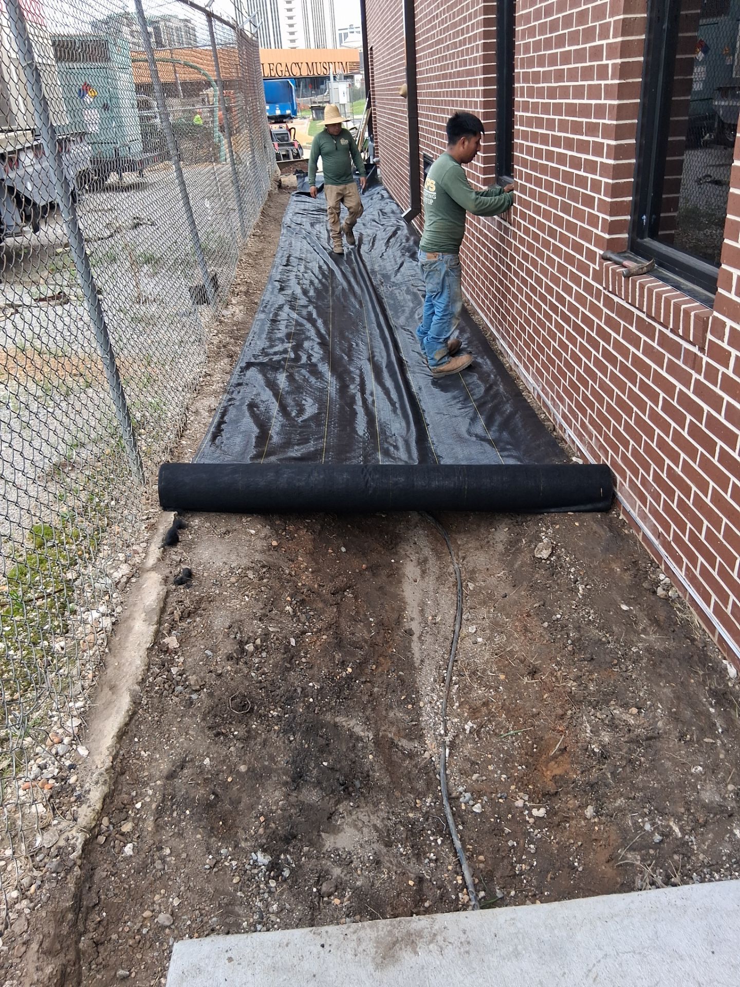 Commercial Landscape Fabric Installation for Biscuit Stadium in Montgomery by BTops Landscaping Inc.
