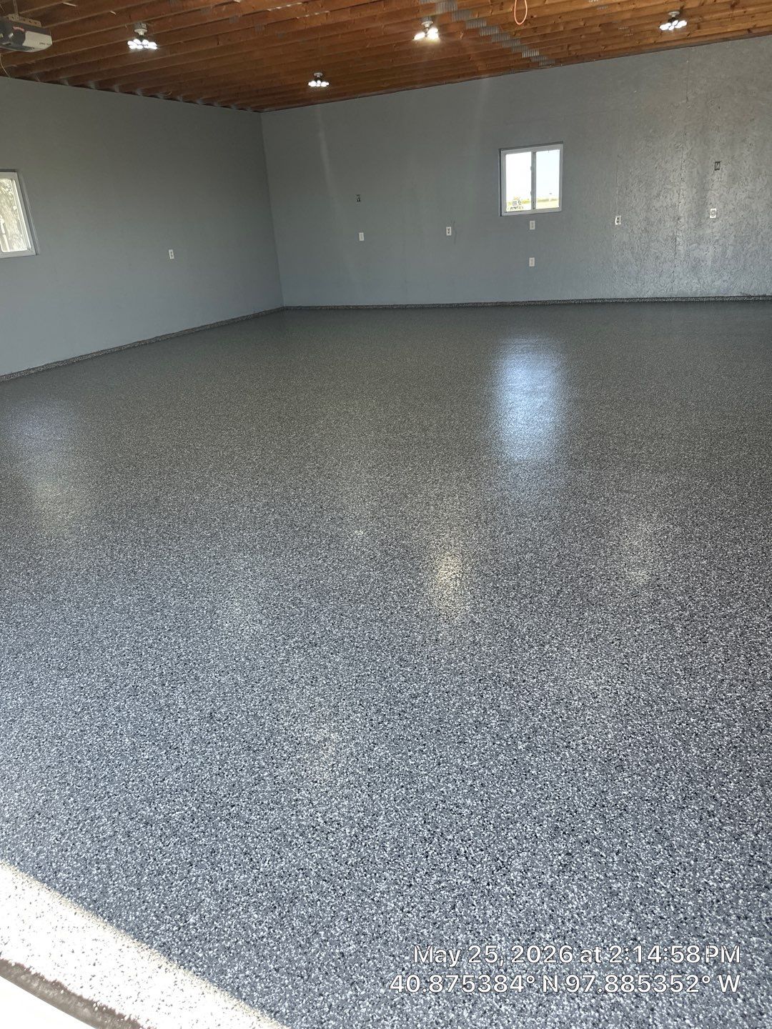 Four-Stall Garage Epoxy Floor Coating in Hampton by Goat Coatings