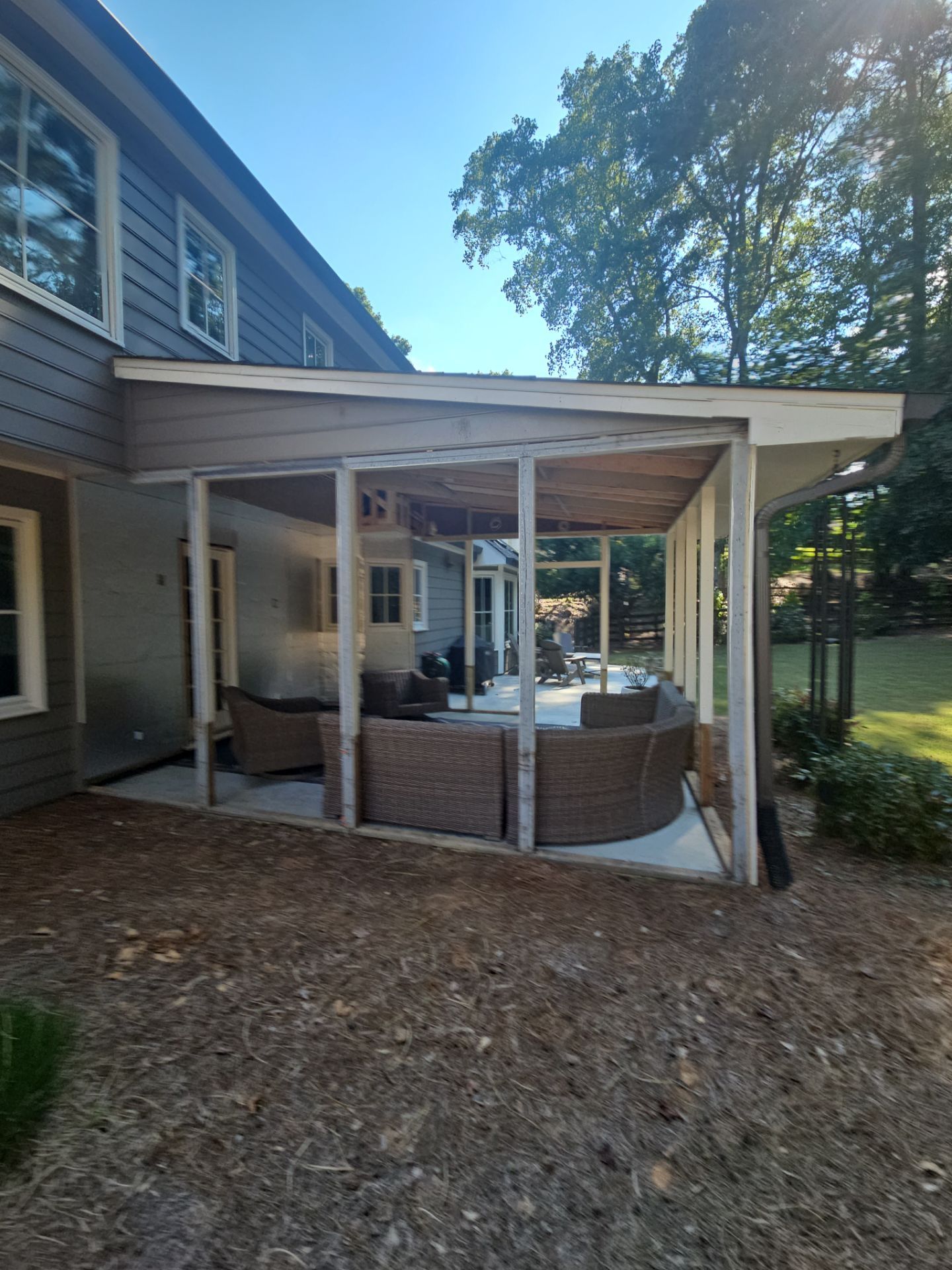 Romabio Brick Lime Wash and Cedar Tongue & Groove Porch Ceiling Installation in Marietta, GA by Nelson Exteriors 
