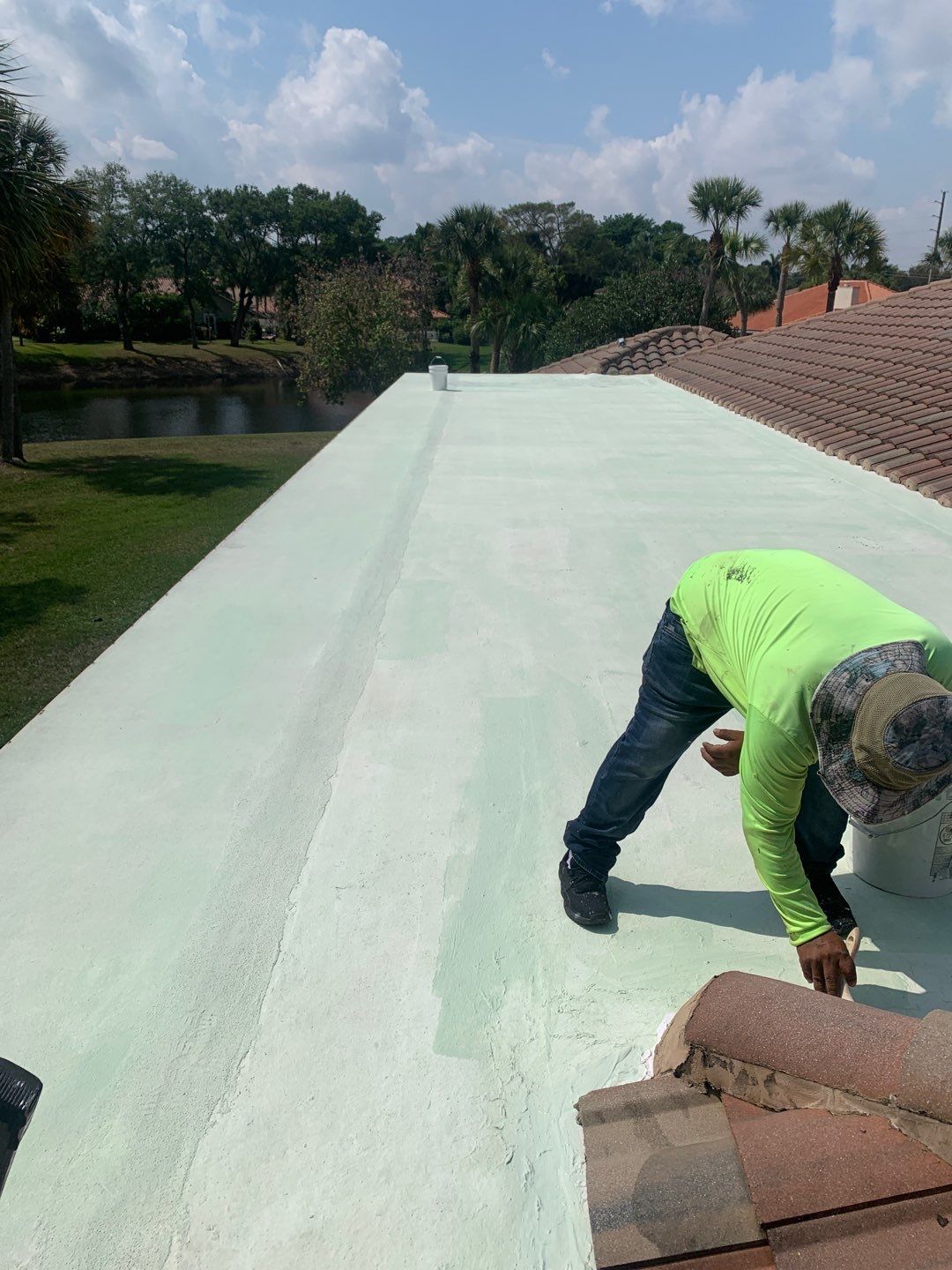 100% Silicone Roof Coating Repair using Tropical #924 Silicone Roof Coating by Morton Roofing, Inc.