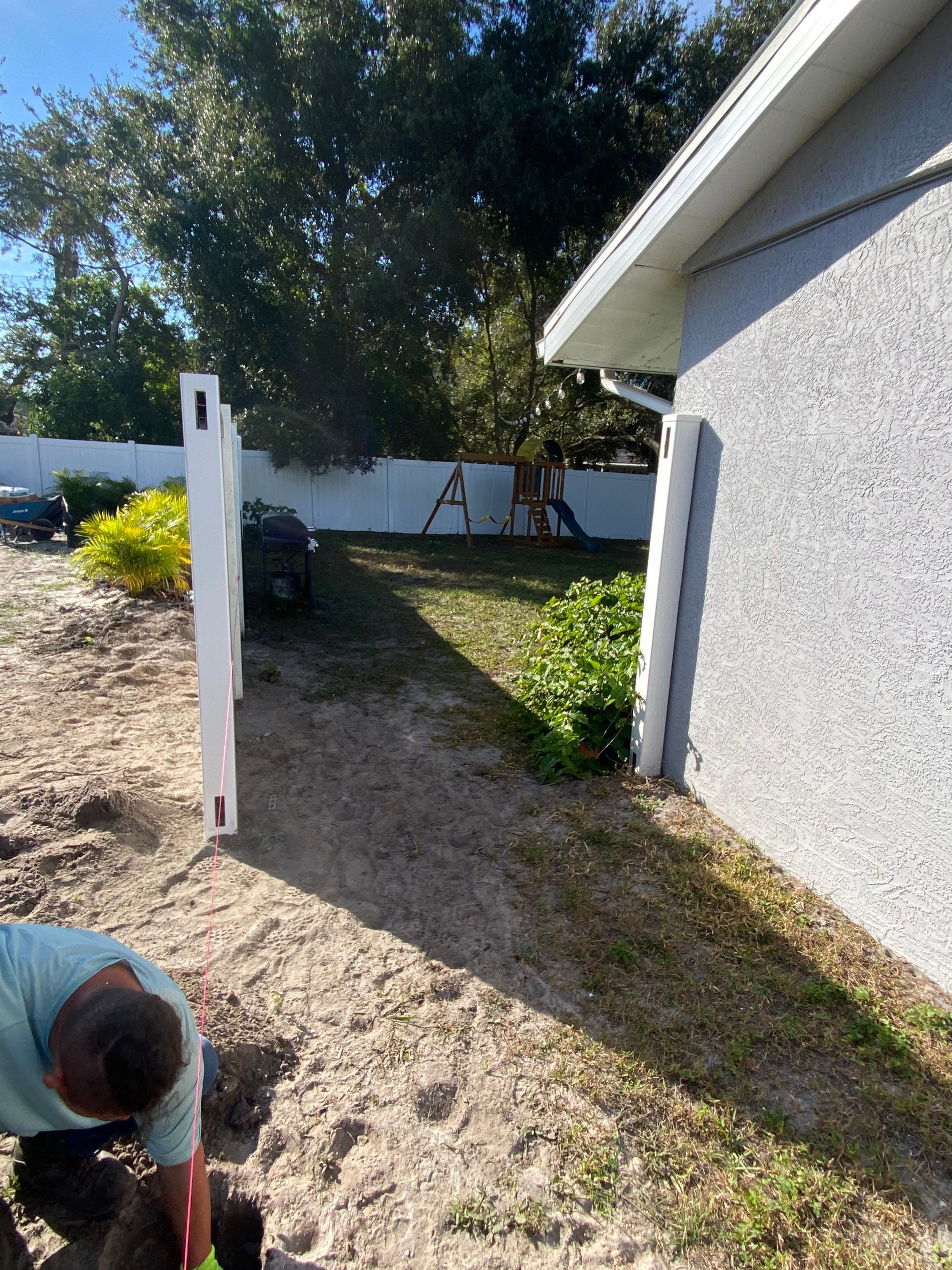 Vinyl Privacy Fence With AC Enclosure and Storage Corral by Asap fence and gates, LLC