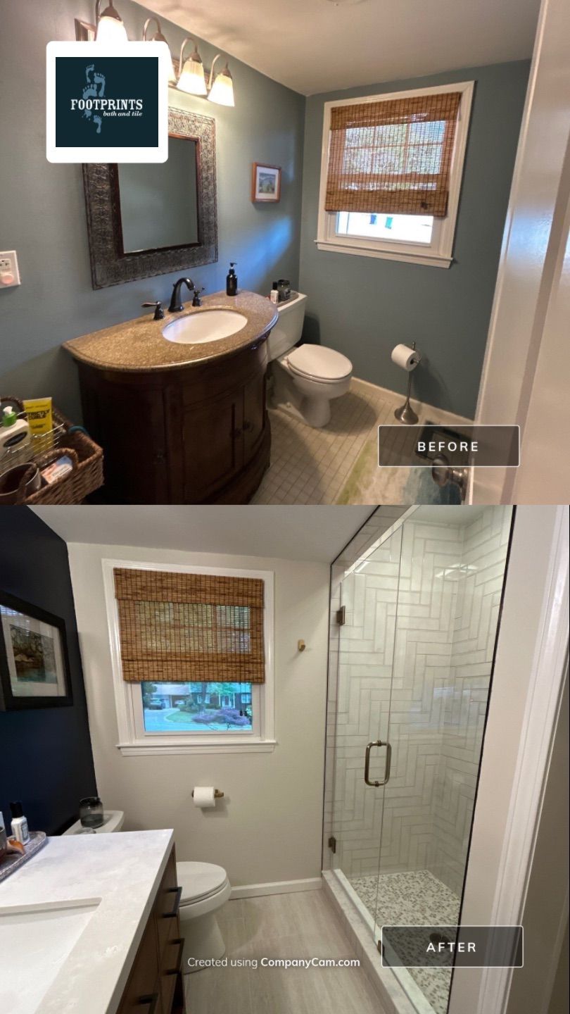 Herringbone Tile Shower! by Footprints Bath and Tile of East Atlanta