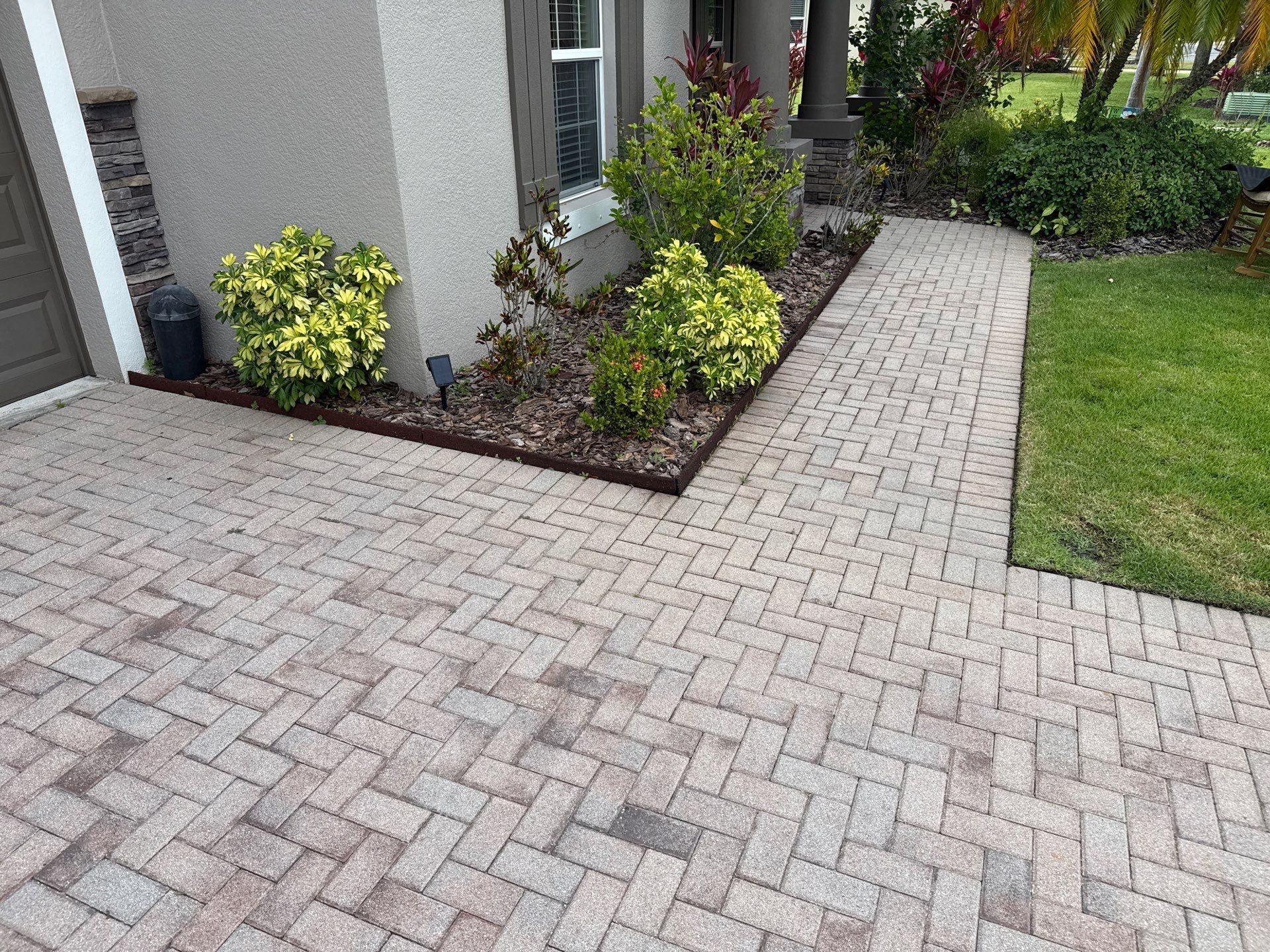 3-Car Paver Driveway & Entryway Cleaning | Oakleaf Hammock Community, Ellenton, FL by Sunshine AquaWash