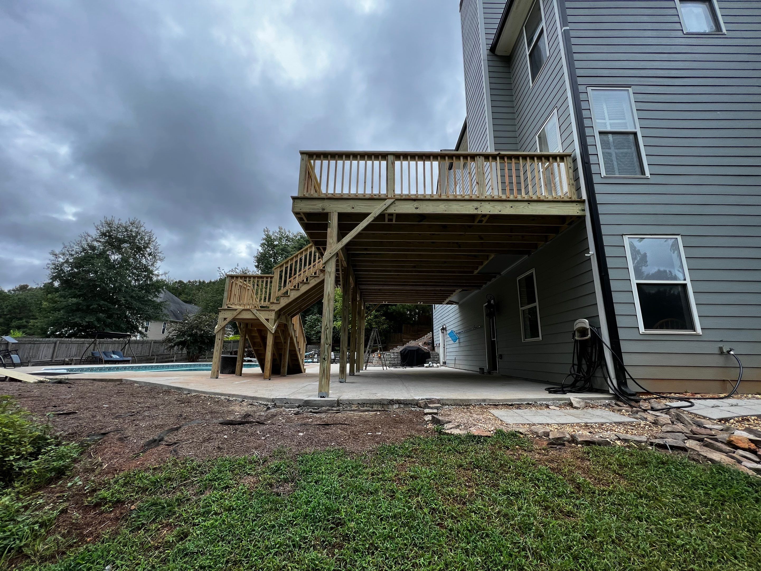 Elevated Pressure-Treated Wood Deck Replacement in Cartersville Georgia by Swift Home Renovations