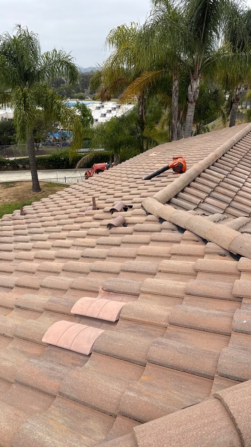 Terracotta Tile Roof Repair and Ridge Cap Sealing in Escondido by Reliable Roofing San Diego Inc.