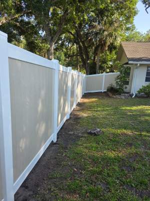 Two-Tone Vinyl Privacy Fence Installation in Port Charlotte