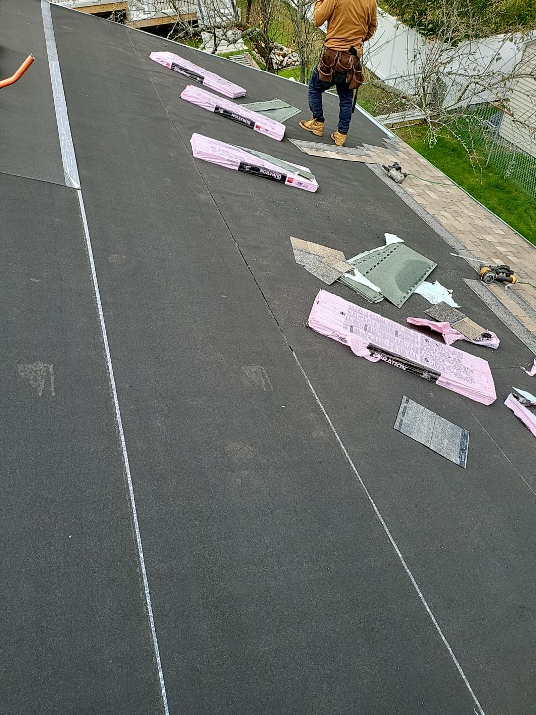 Residential Roofing Installation using Owens Corning TruDefinition Amber by A Plus Exterior