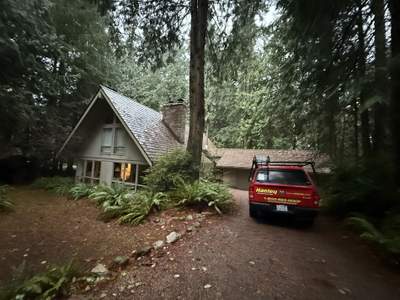 Residential Roof Cleaning in Progress in Bainbridge Island, WA