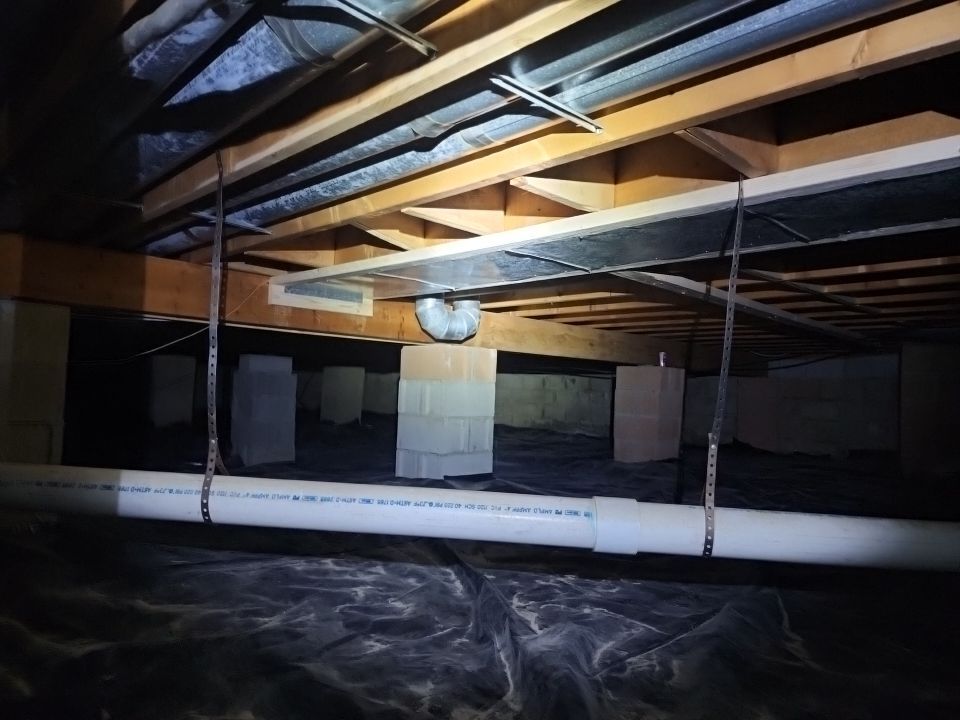 Crawl space encapsulation and Waterproofing using Structural Wood and Steel Reinforcements by Toledo Basement Repair 