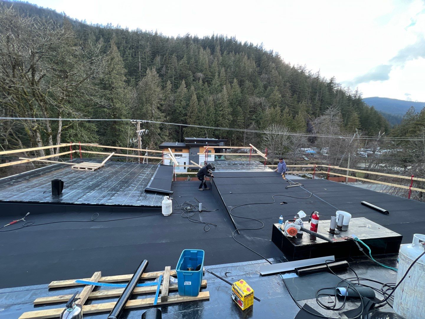 Commercial Roofing Installation using IKO 2ply sbs  by Top Notch Roofing Inc