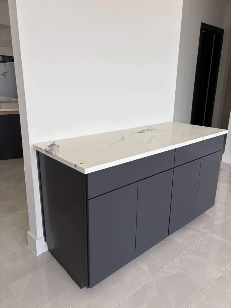 A home with a mix of quartz options by Mena stone surfaces