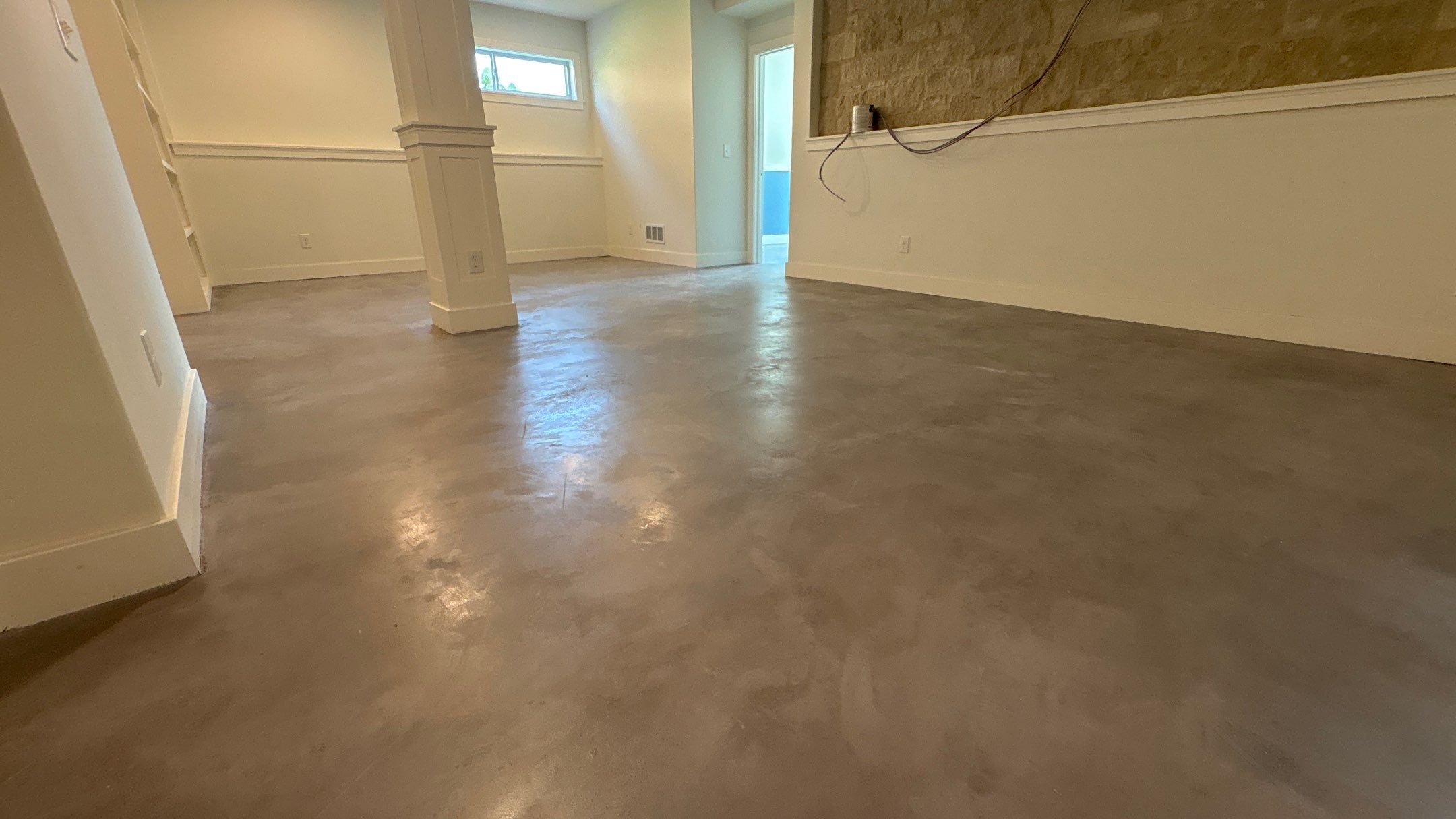 Basement Floor Overlay - Lawrence, KS by Big Red Decorative Concrete, LLC