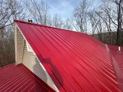 Residential Roofing Install - 29 Gauge G-Rib Metal - Color Dark Red