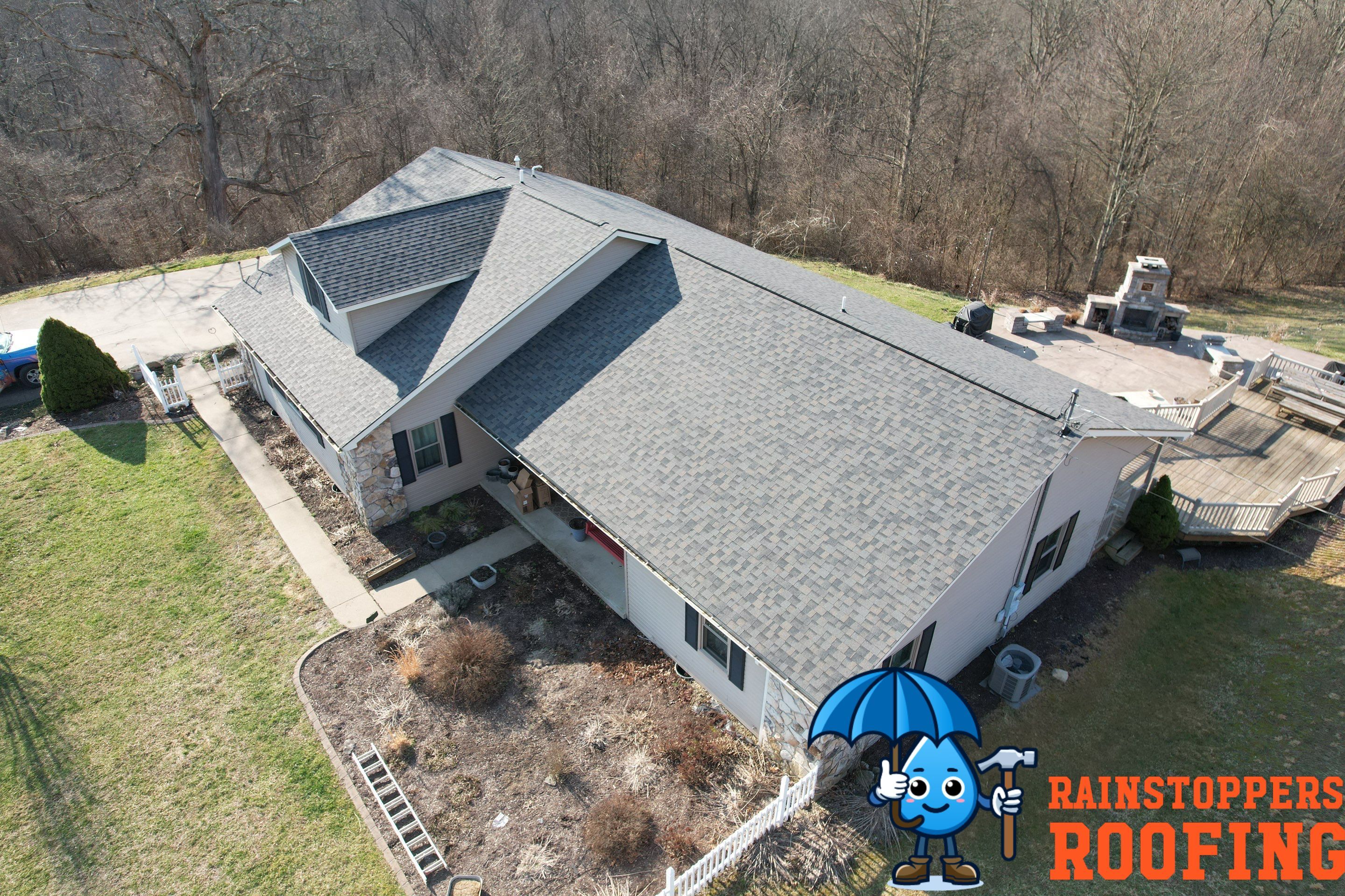 Residential Roofing Installation using GAF Timberline HDZ Charcoal by Rainstoppers Roofing