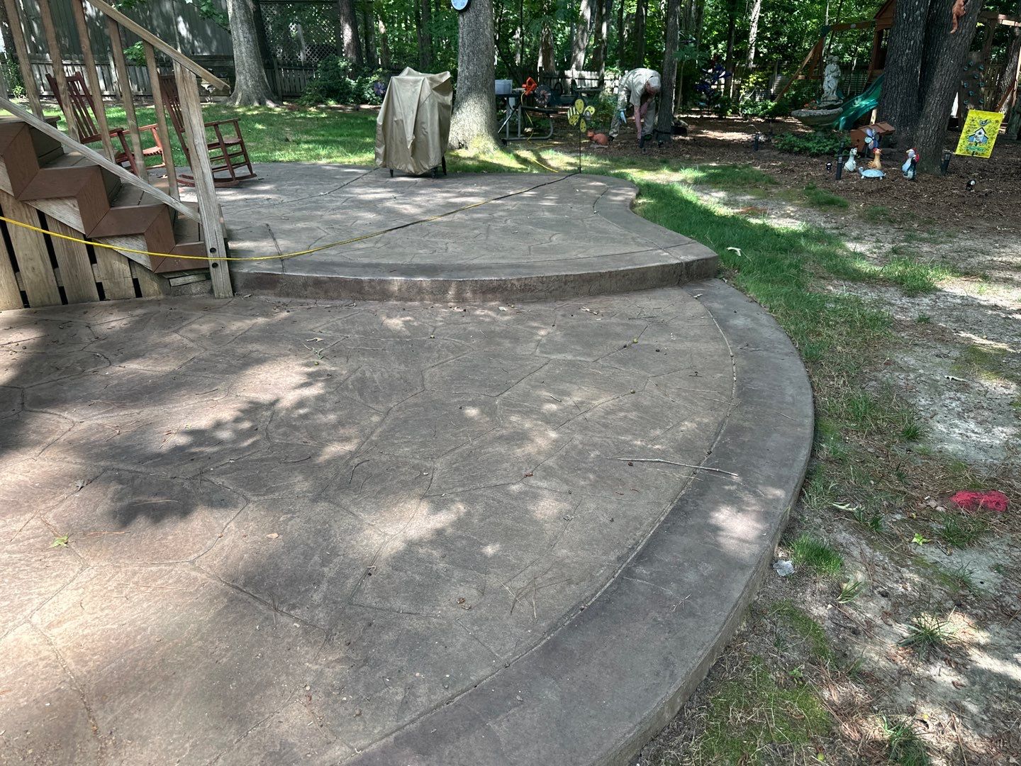 Stamped Concrete and Weathered Deck by DuraSeal