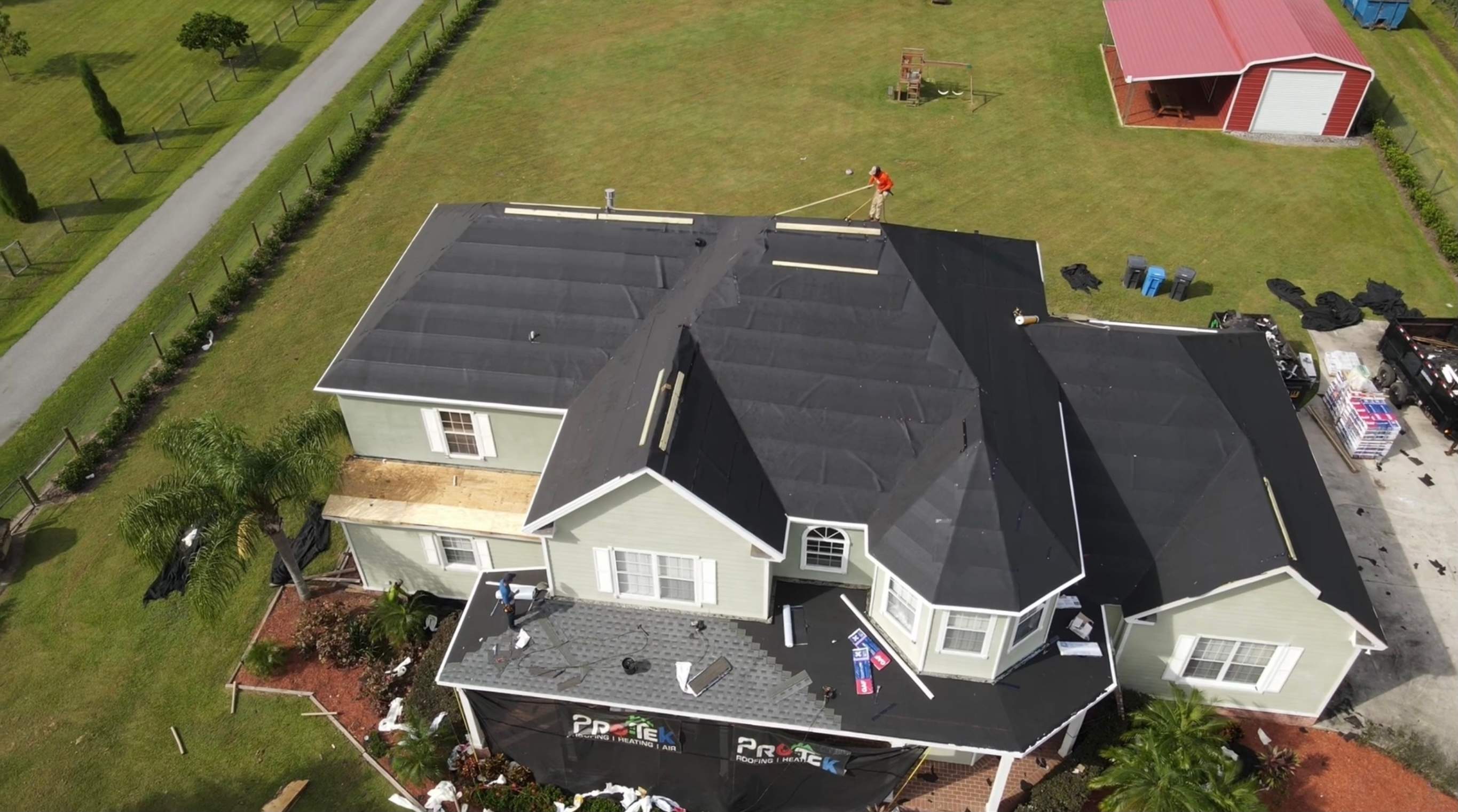 Residential Roofing Installation using GAF HDZ Shingles by Protek Roofing Heating Air & Solar