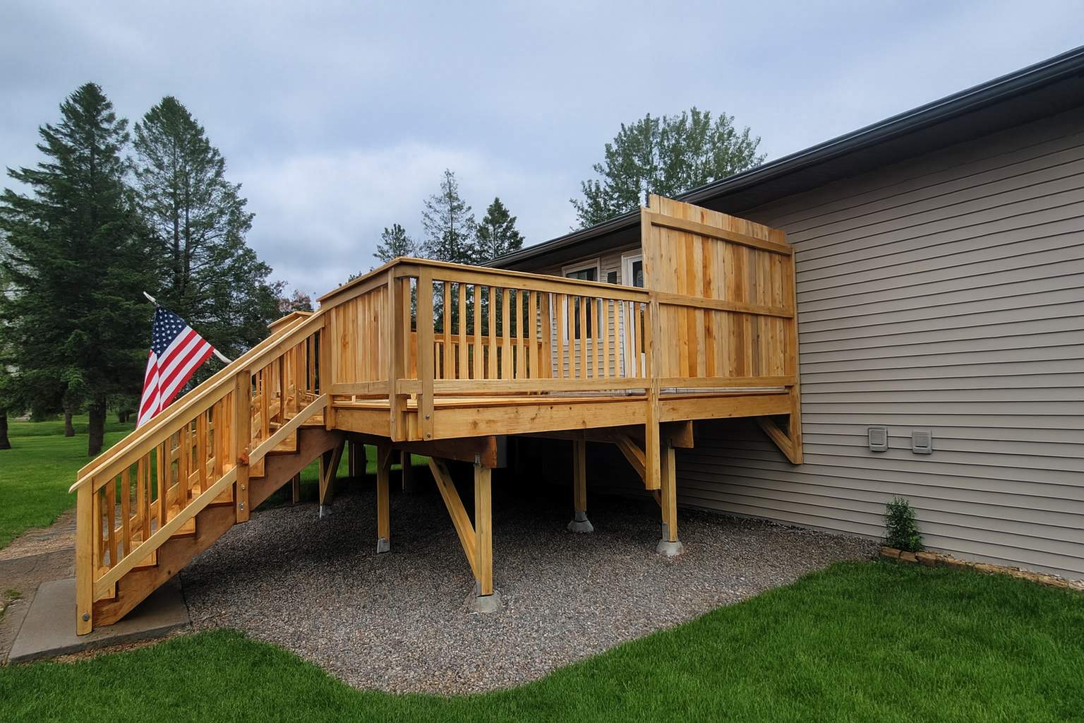 Multi-Level Cedar Deck by Anchor North Property Services