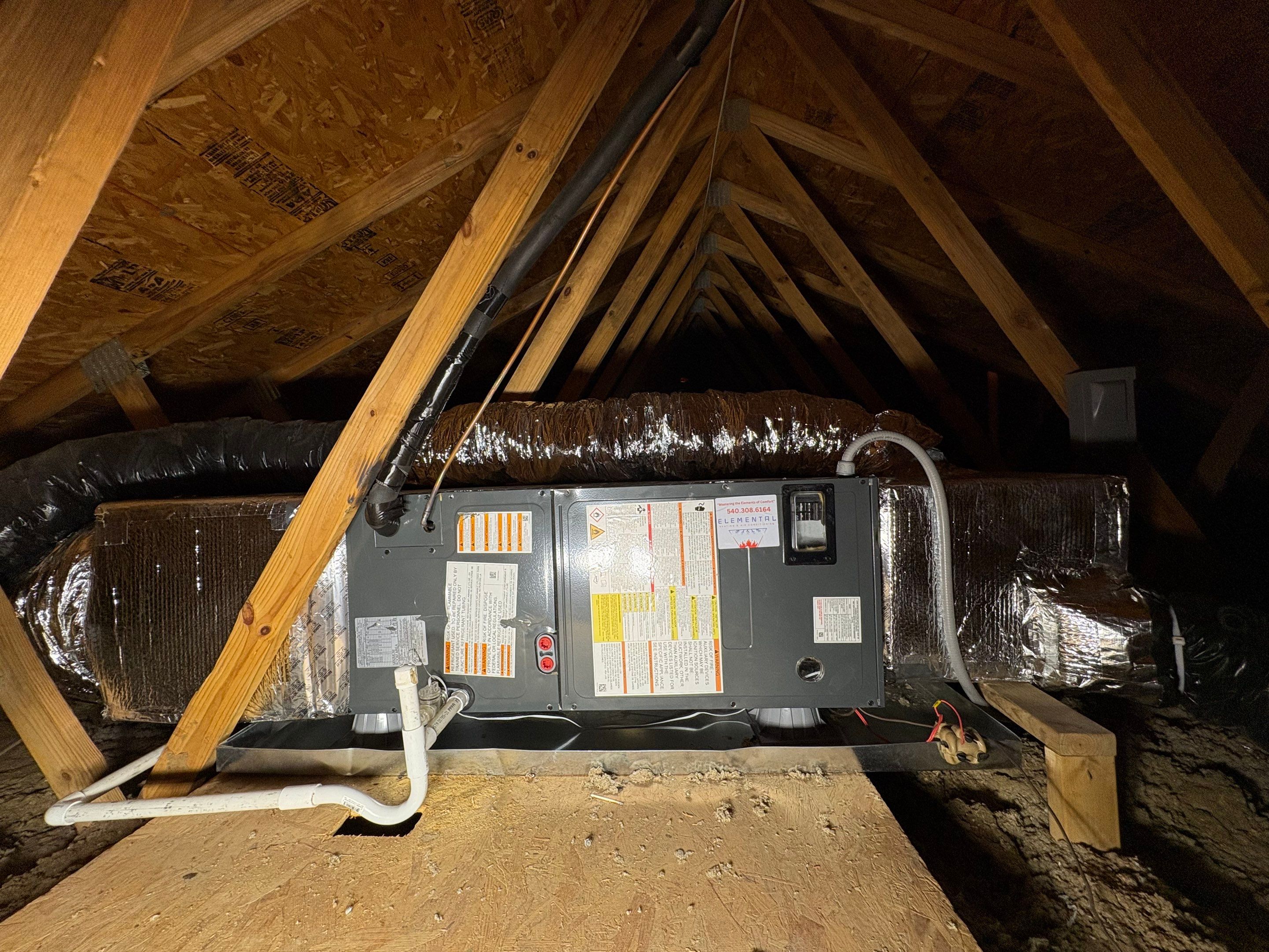 Amana Heat pump install in Woodstock by Elemental Heating and air conditioning LLC
