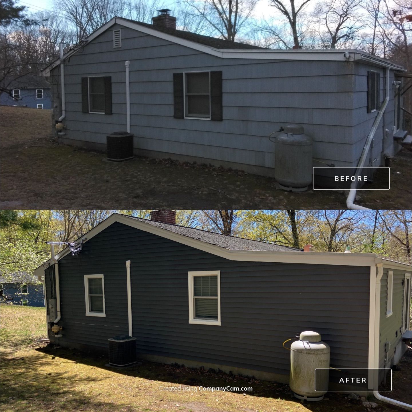 Siding update with Cert Monogram D/5 x 12'6" Rough Cedar, Smoky Gray by DiGiorgi Roofing and Siding Inc