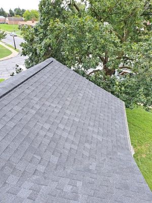 Residential Roofing Installation using Atlas Pinnacle Pristine Black Architectural Shingles