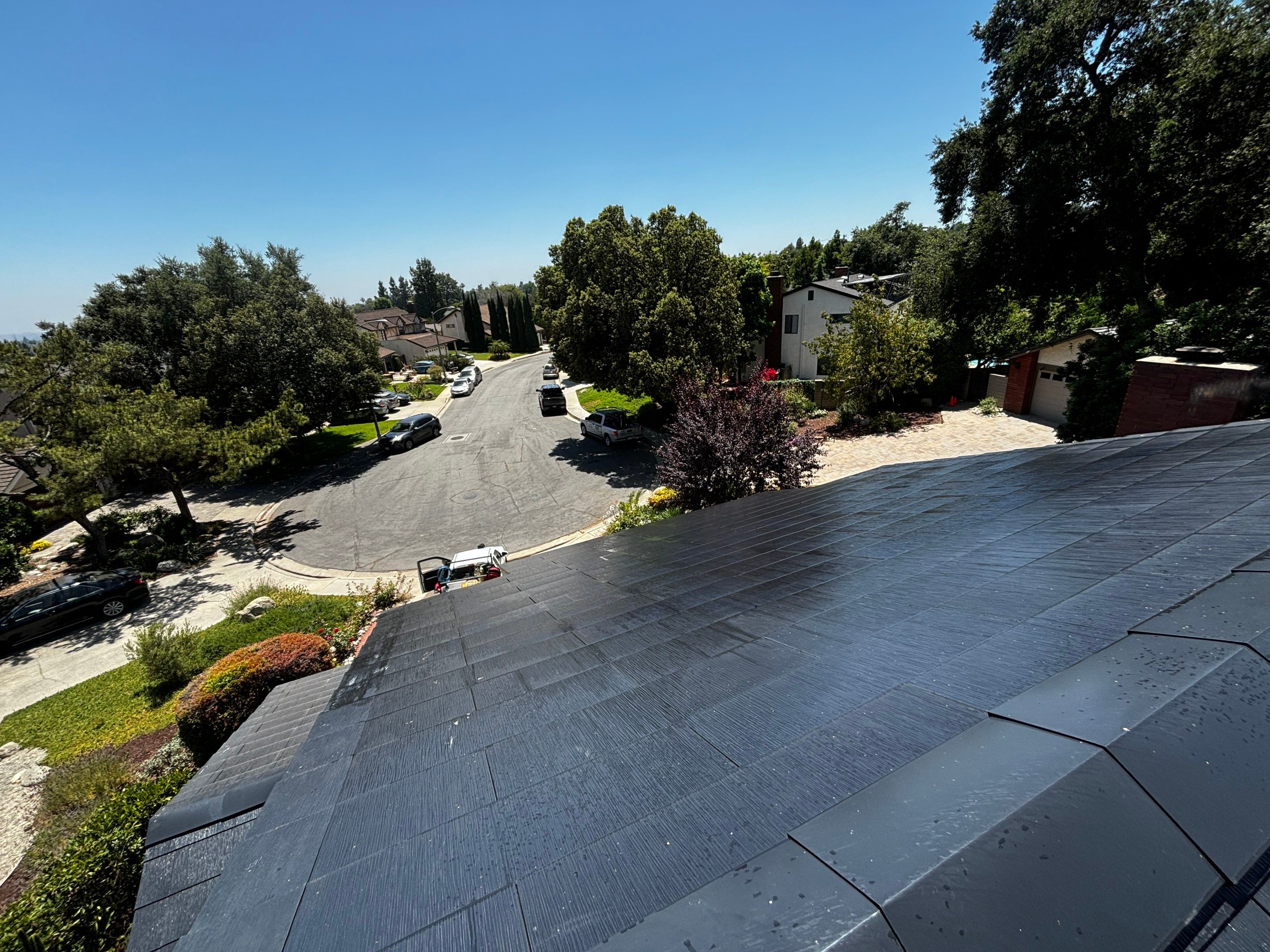 Tesla Roof Cleaning in Pasadena California by Palm Coast Solar Cleaning
