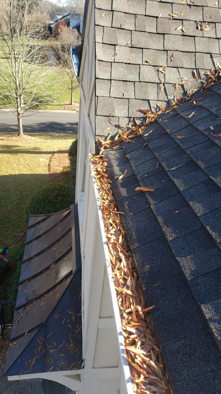 Sara Gutter cleanout using water by Power Wash Masters LLC