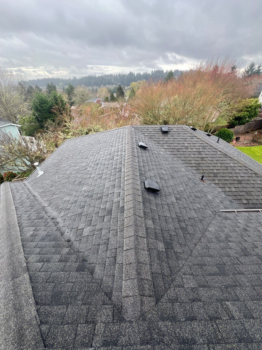 Residential Roofing Installation using IKO Dynasty (Color: Granite Black) by Orezona Building & Roofing Company, Inc.